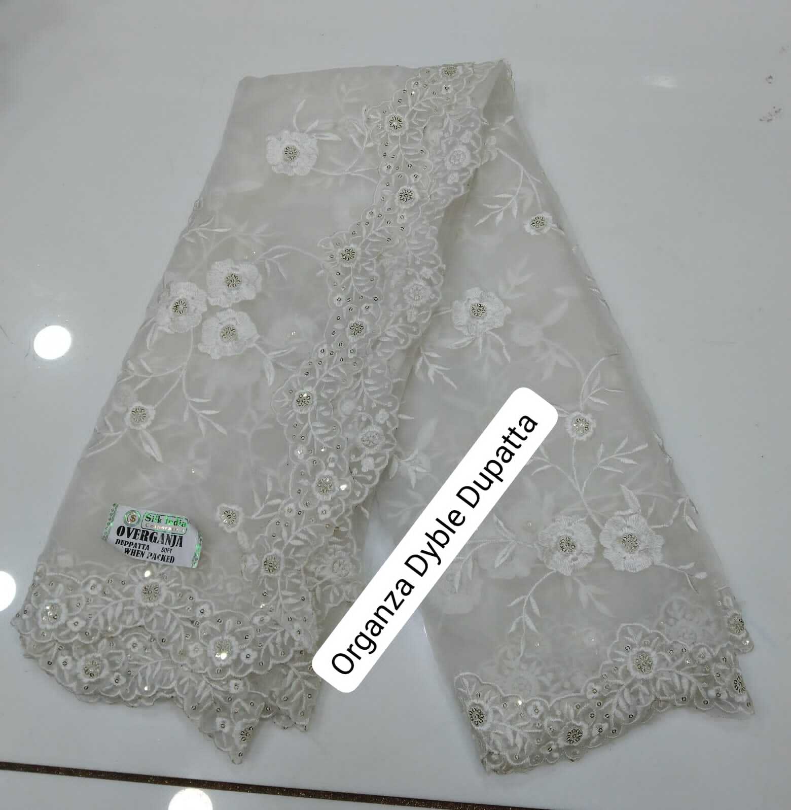 Net Dyble Dupatta - Color: White