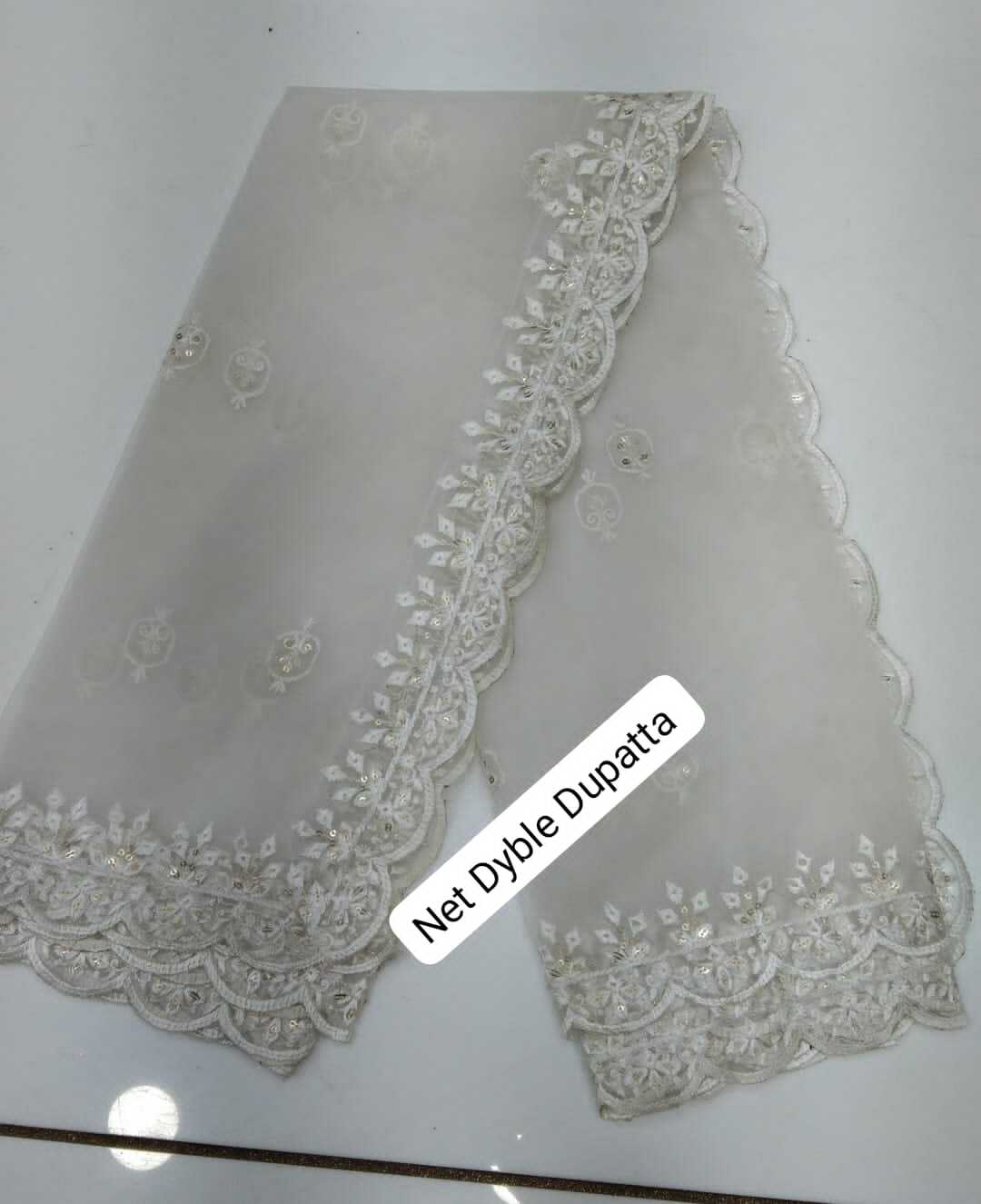 Net Dyble Dupatta - Color: White