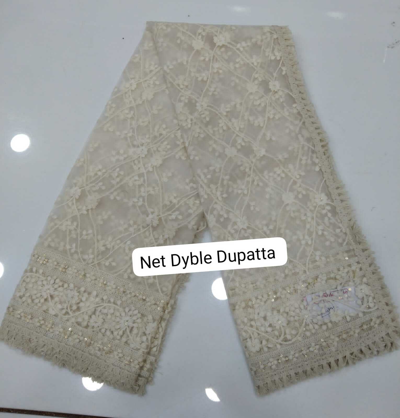 Net Dyble Dupatta - Color: White