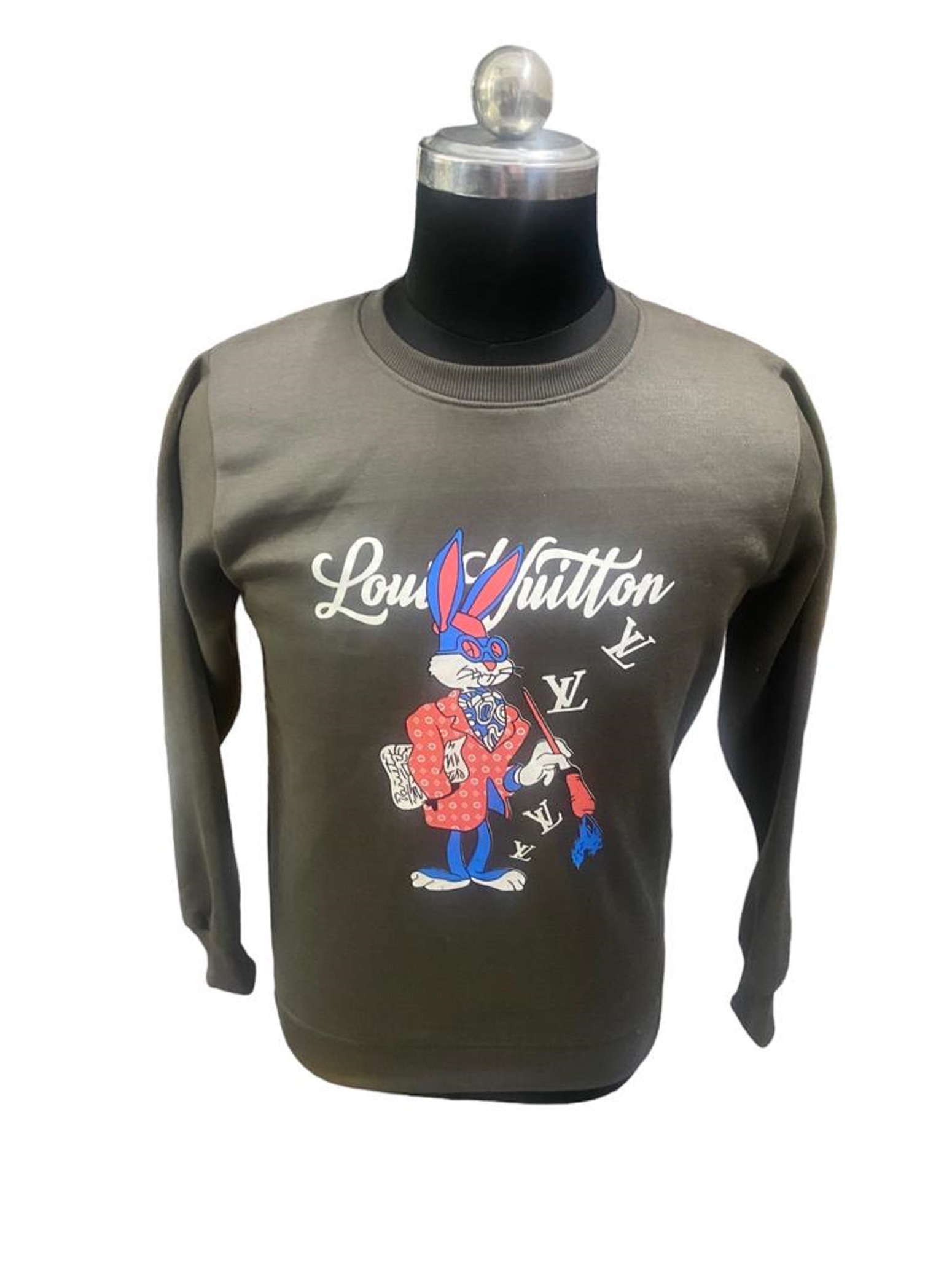 Sweatshirt Round Neck Dlb-103 - Cotton Blend, M-xxl, Olive Green | Comfortable Fit, Durable Material, Soft Fabric, Stylish Design, Unique Print