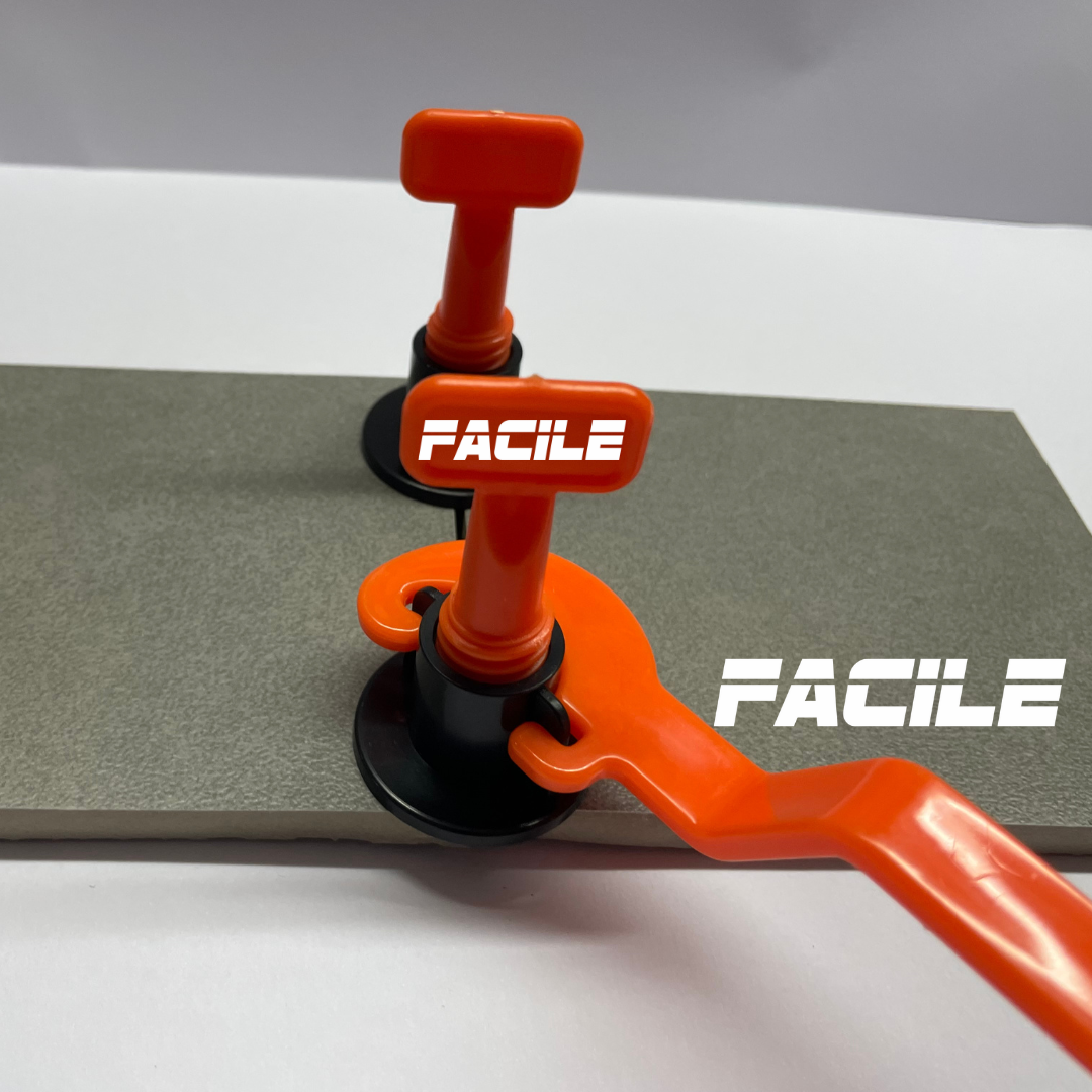 Facile Tile Leveling System - 13cm Height, 26cm Length, 31cm Width, White Color | Adjustable Screw Clip And Wedge Design, Virtually Lippage Free, Reduces Installer Fatigue, Simplifies Tile Installation