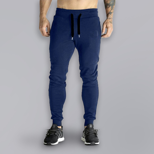 Men Nevy Blue Solid Slim Fit Track Pants - Cotton Blend, M/L/XL Size | Easy 2 Days Returns & Exchanges, Try & Buy Might Be Available