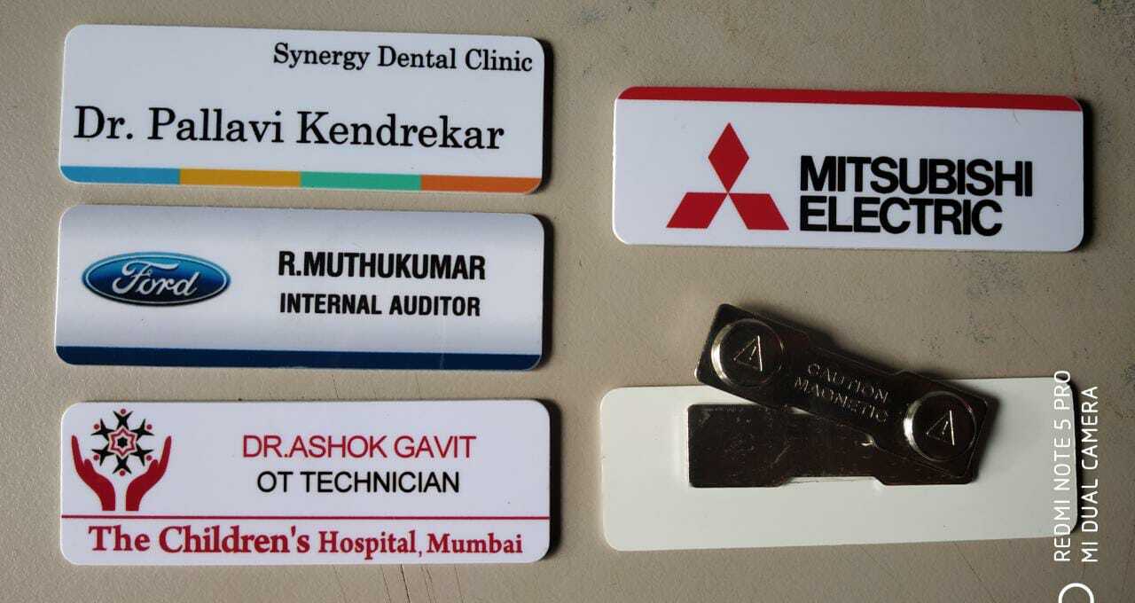 Standard Name Badges - Pvc Material, 1 X 3 Inches Size, Multi-color Design | Magnetic Backing, Custom Logo Printing, Rectangular Shape