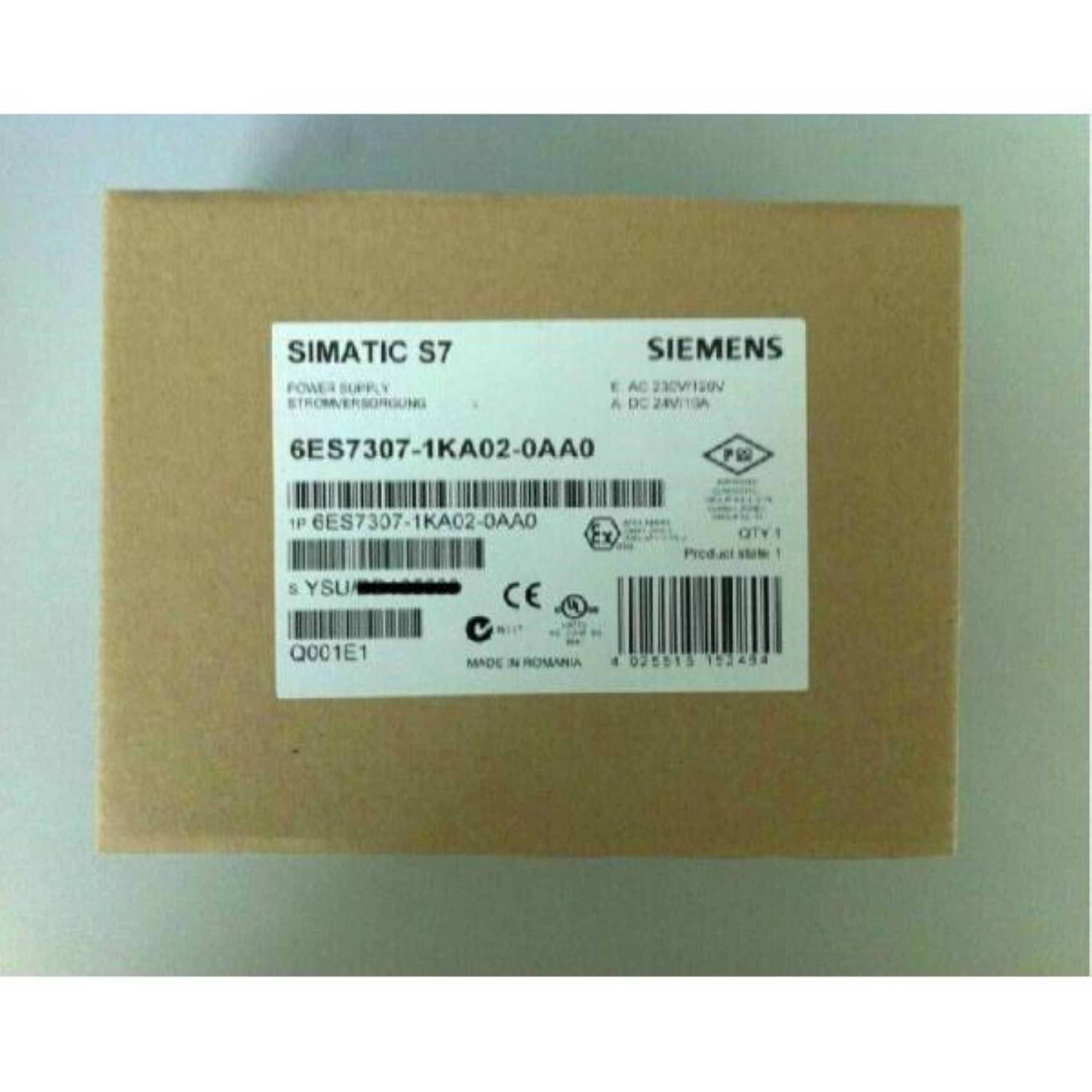 6es7307-1ka02-0aa0 - Simatic S7-300 Regulated Power Supply Ps307, Input: 120/230 V Ac, Output: 24 V / 10 A Dc, 1-phase Power Source