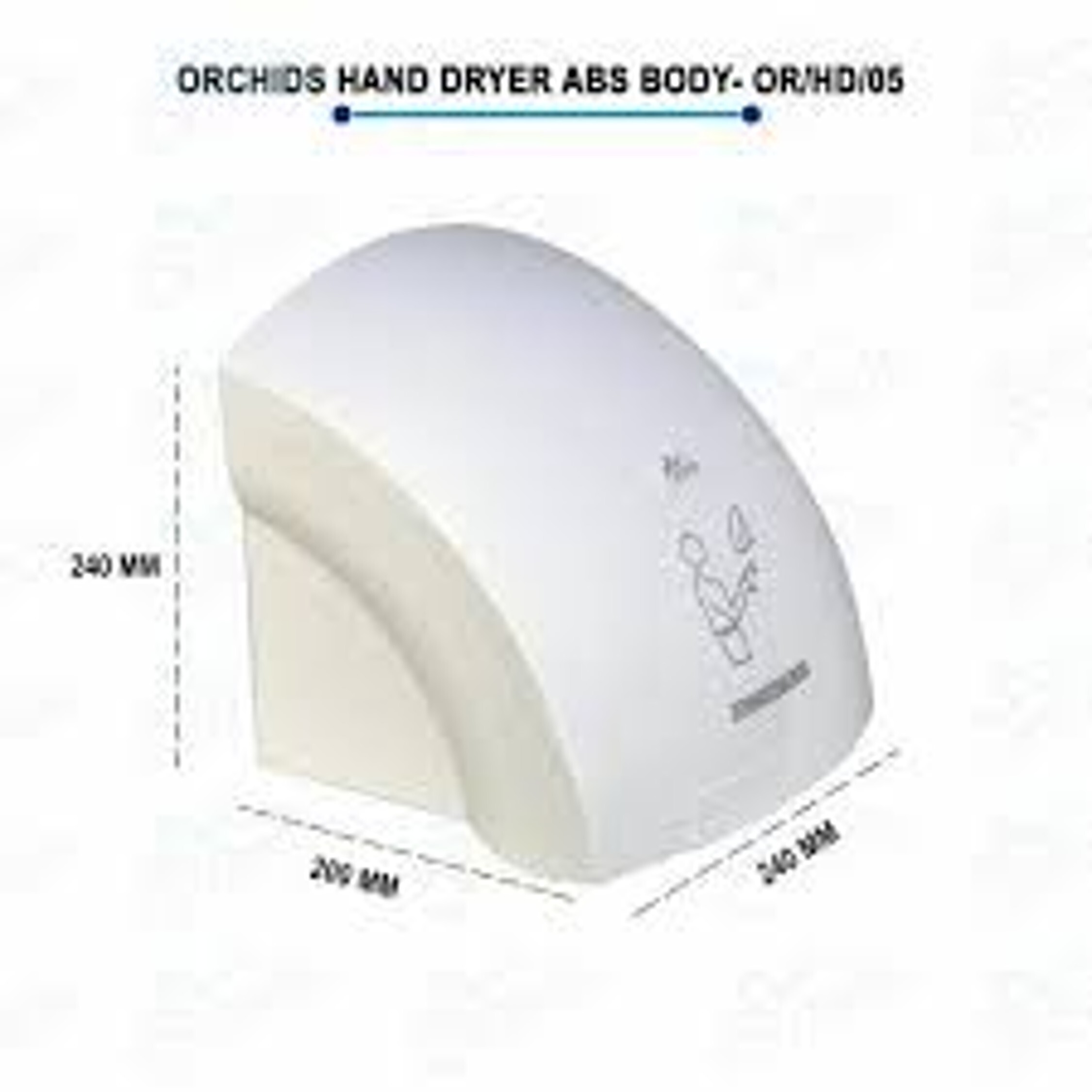 Mini Jet Twin Blower Hand Dryer - Abs, L 394 X W 234 X D 100mm, White | 1000w, 12 Sec Drying Time, Water Splash Proof, Sensor Enabled