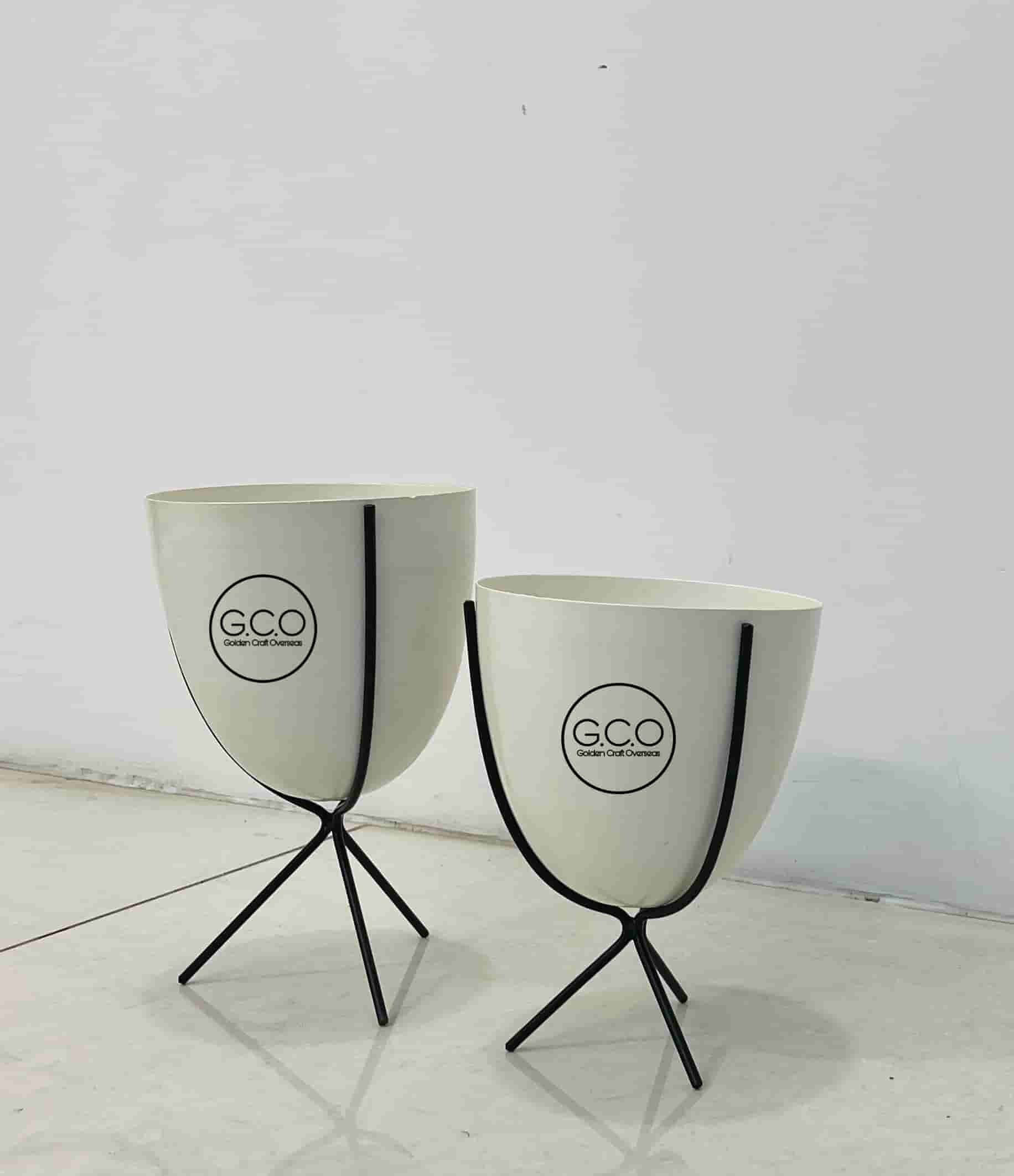 Miniature Planter Set - Iron With White And Black Powder Coated Finish, 5x5x10 & 5x5x12 Inches, Ideal For Indoor Floral Decorations