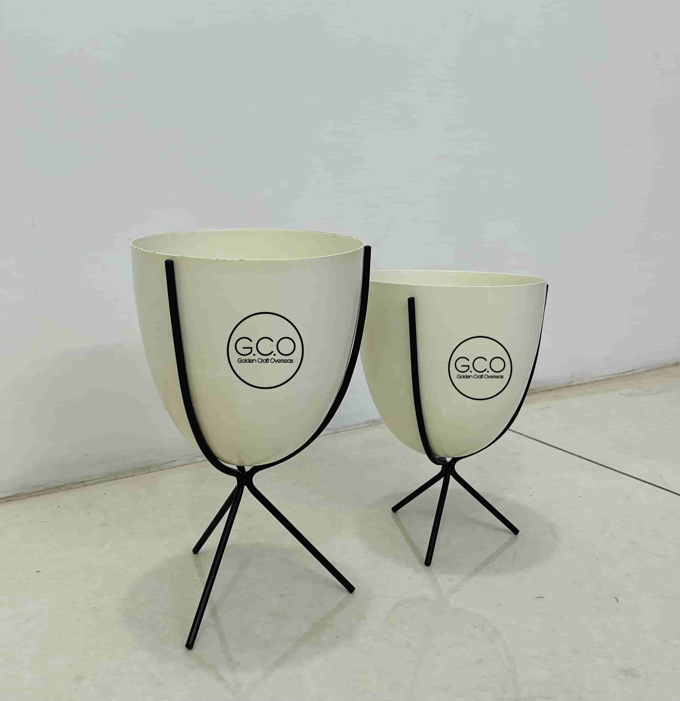Miniature Planter Set - Iron With White And Black Powder Coated Finish, 5x5x10 & 5x5x12 Inches, Ideal For Indoor Floral Decorations