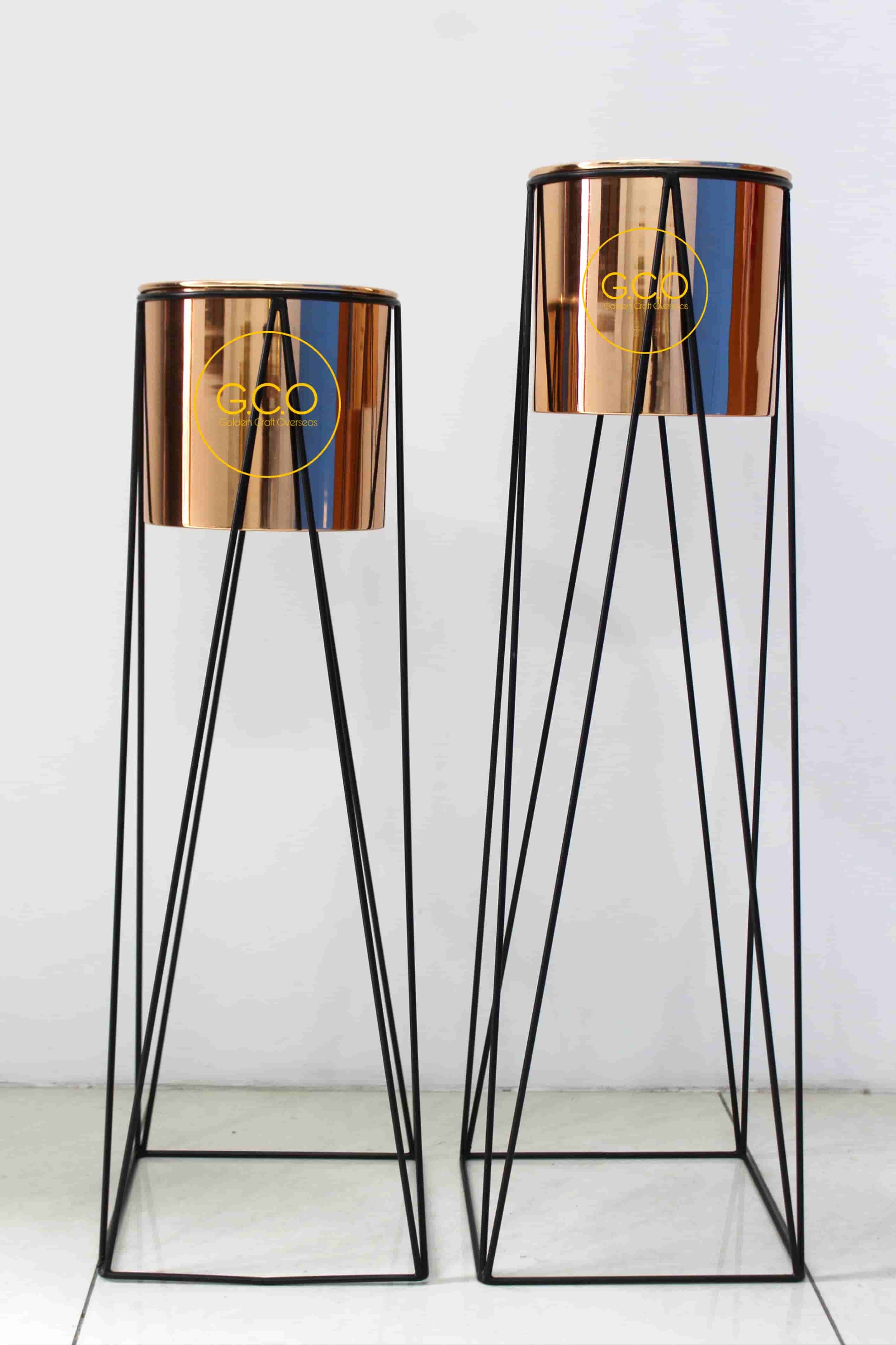 Rose Gold Plated Planter Set - Dimensions: L-9x9x26