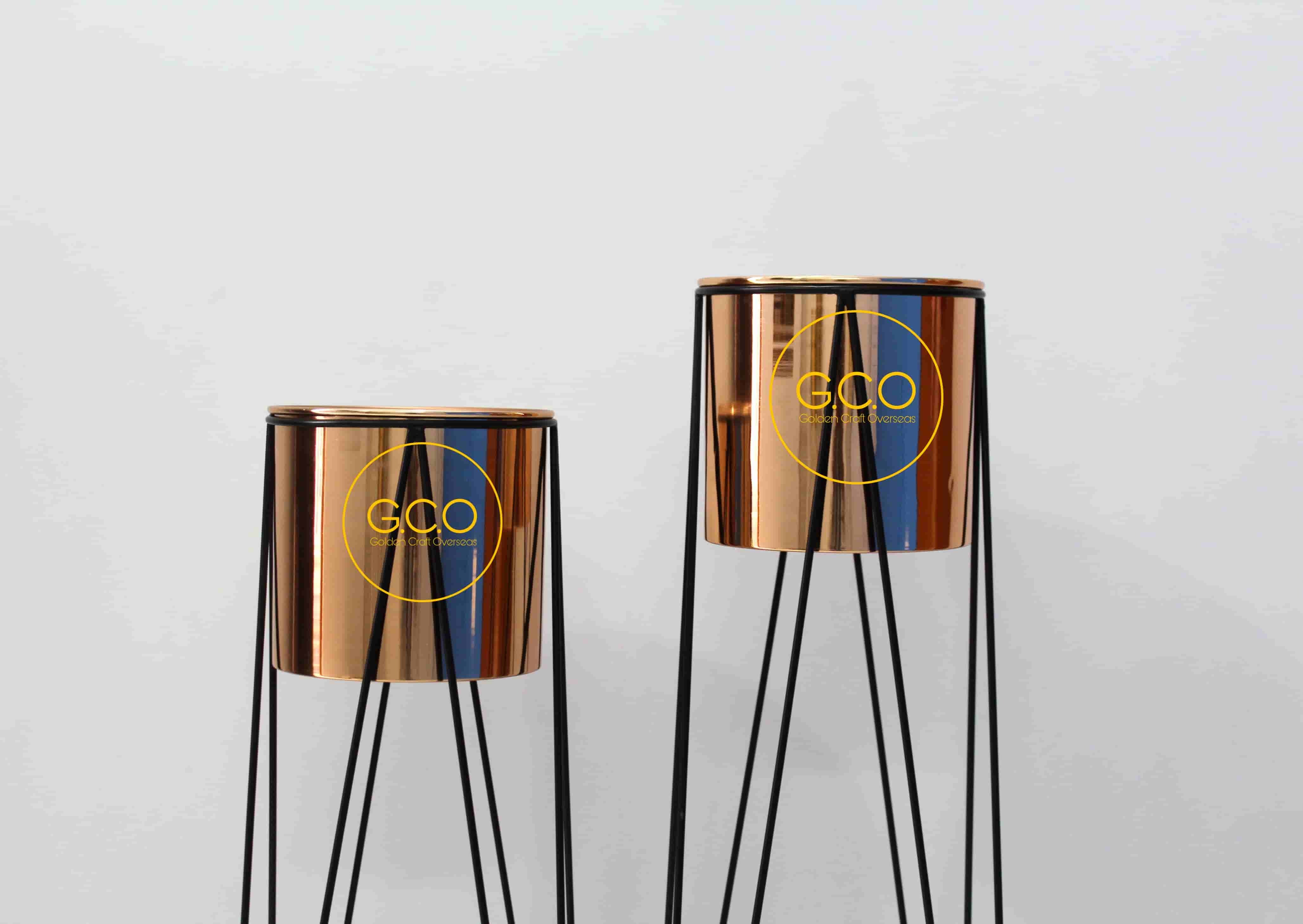 Rose Gold Plated Planter Set - Dimensions: L-9x9x26
