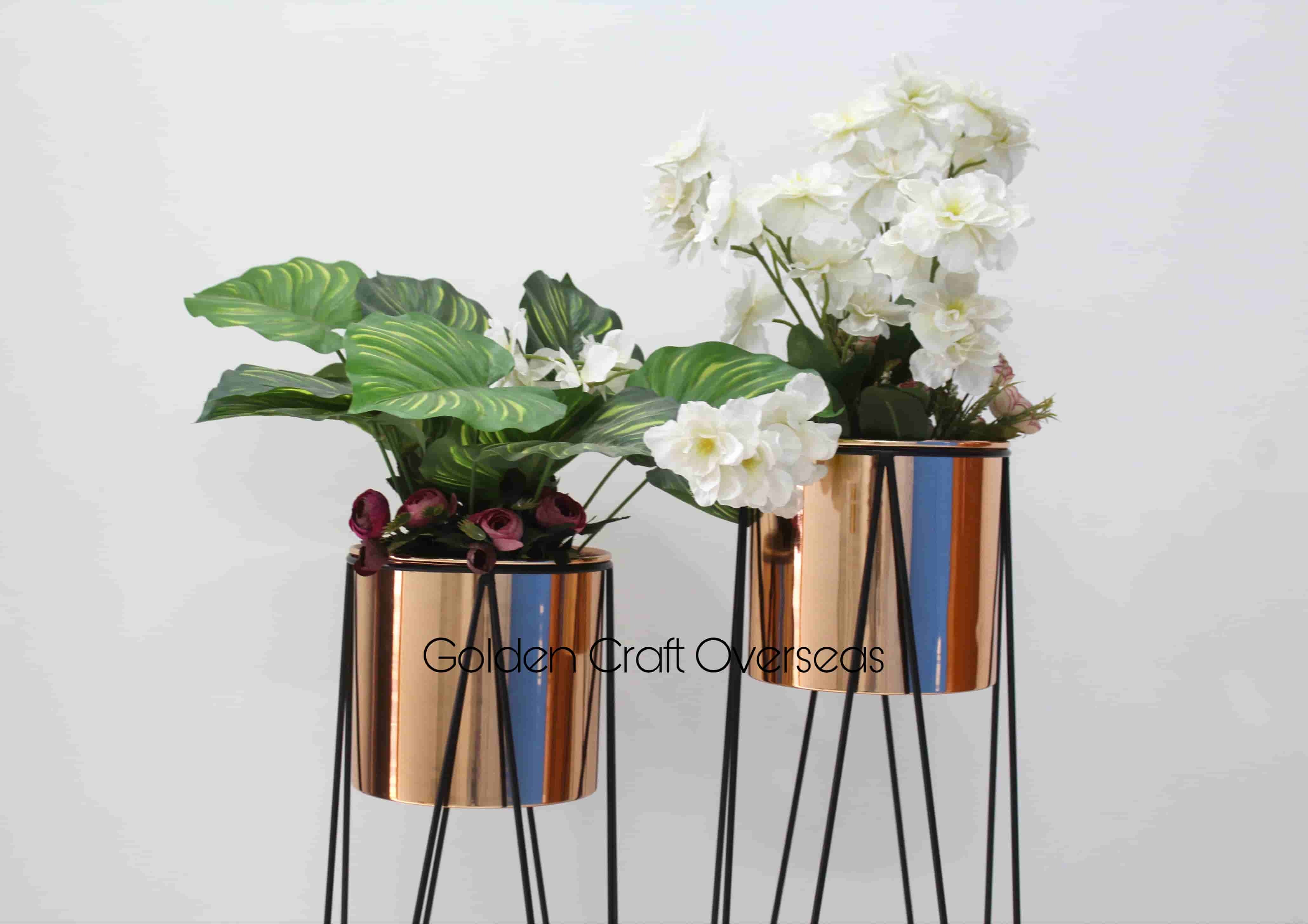 Rose Gold Plated Planter Set - Dimensions: L-9x9x26