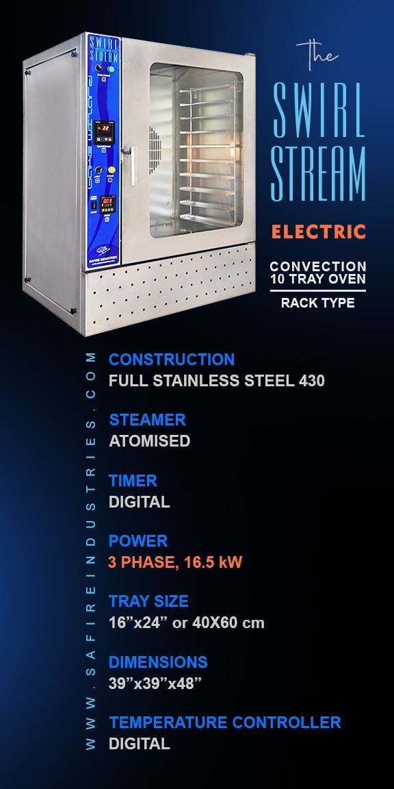 Steel 10 Tray Convection Oven Electric  Swirl Stream