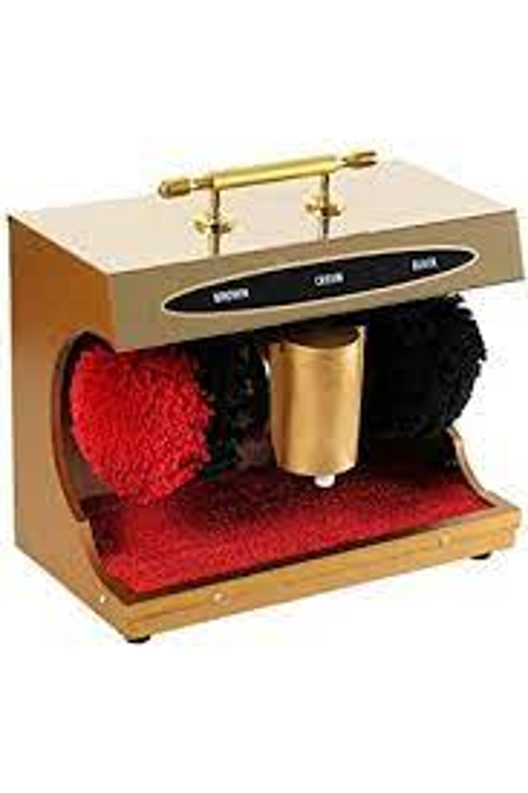 Shoe Shine Machine Classic Model - Metal Body, 375 X 210 X 255 Mm, Golden Color, 220v/50hz, 40w Automatic Power Supply | Ideal For Offices, Schools, Corporates, And Hospitals