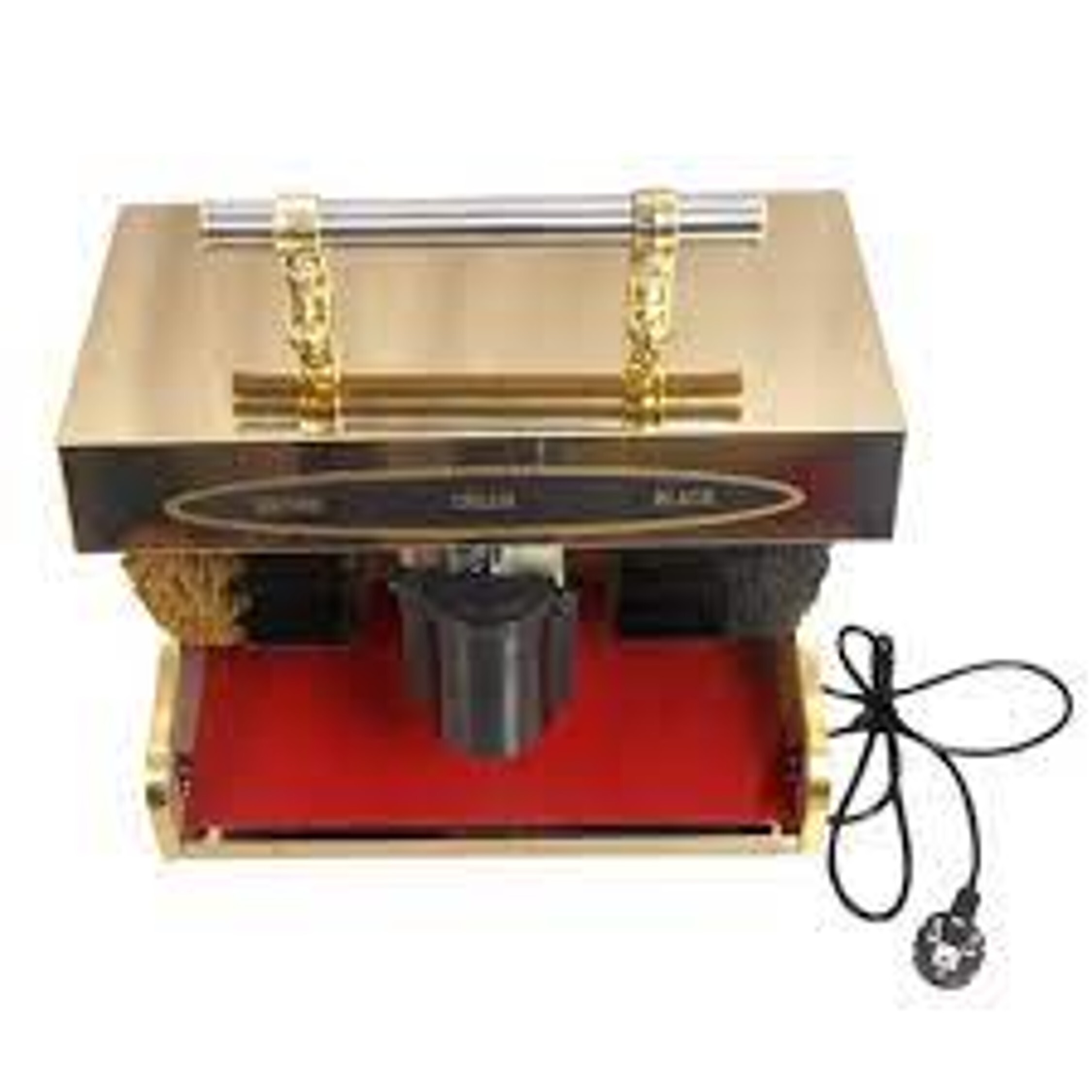 Shoe Shine Machine Classic Model - Metal Body, 375 X 210 X 255 Mm, Golden Color, 220v/50hz, 40w Automatic Power Supply | Ideal For Offices, Schools, Corporates, And Hospitals