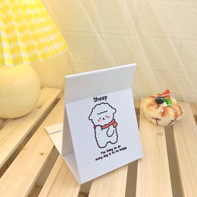 Cartoon Folding Mirror Desktop Can Stand Up Makeup Mirror - Length: 15.2 Centimeter (Cm)