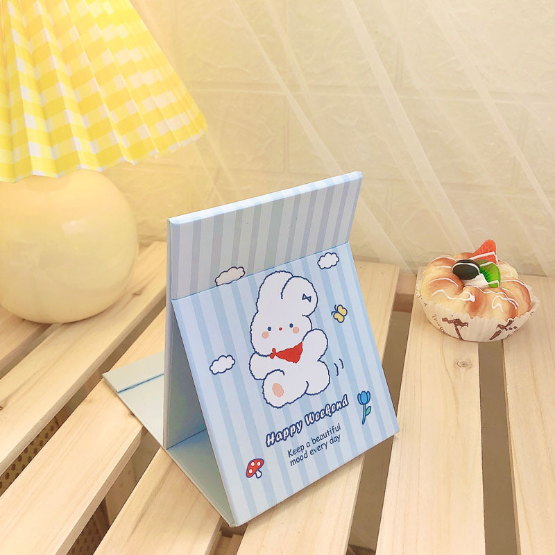 Cartoon Folding Mirror Desktop Can Stand Up Makeup Mirror - Length: 15.2 Centimeter (Cm)