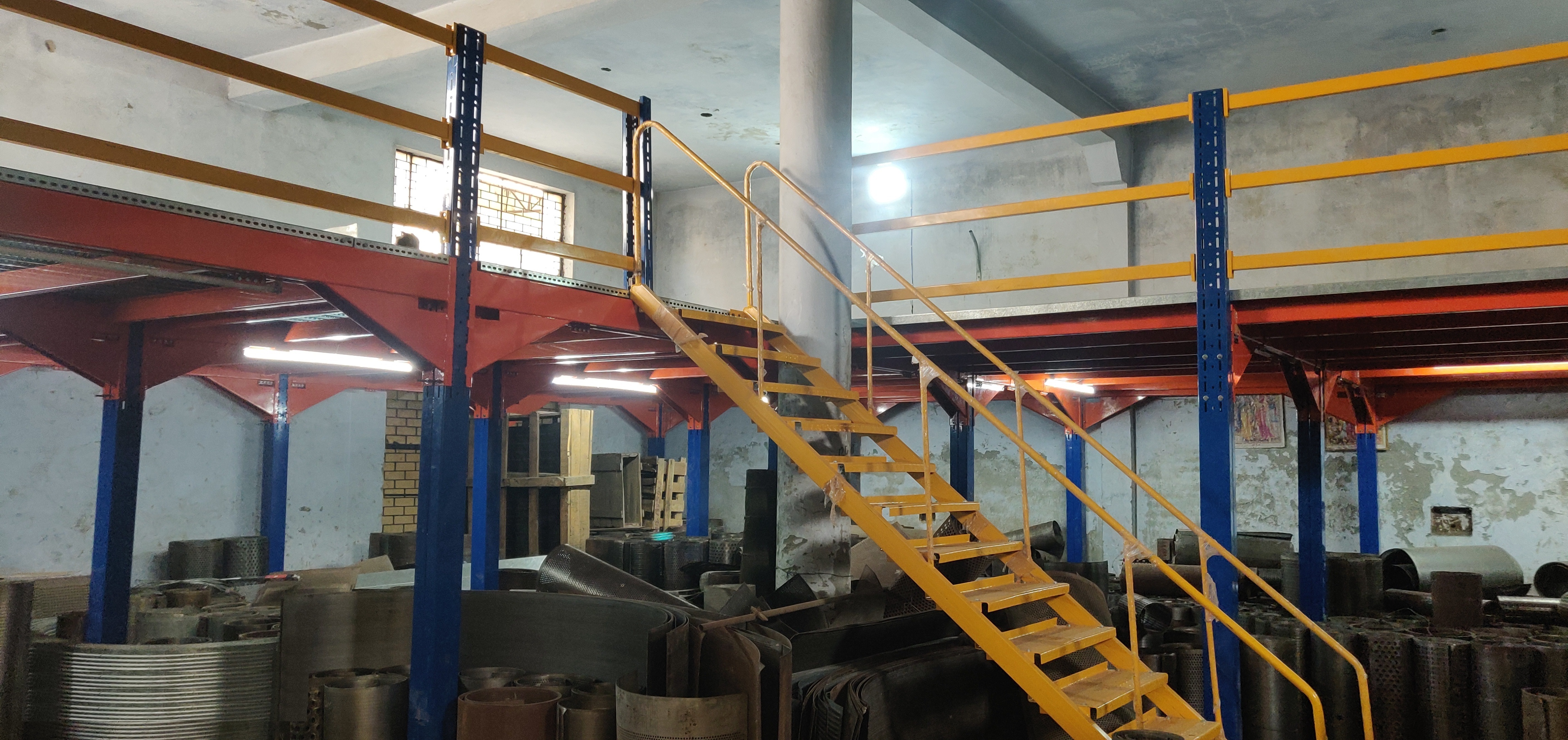 Modular Mezzanine Floor - Ms Material, Various Sizes, Orange Color | Versatile Design, Easy Installation, Customizable Shelving Options