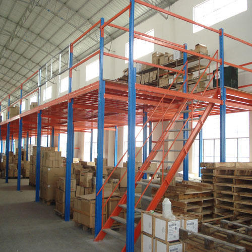 Modular Mezzanine Floor - Ms Material, Various Sizes, Orange Color | Versatile Design, Easy Installation, Customizable Shelving Options