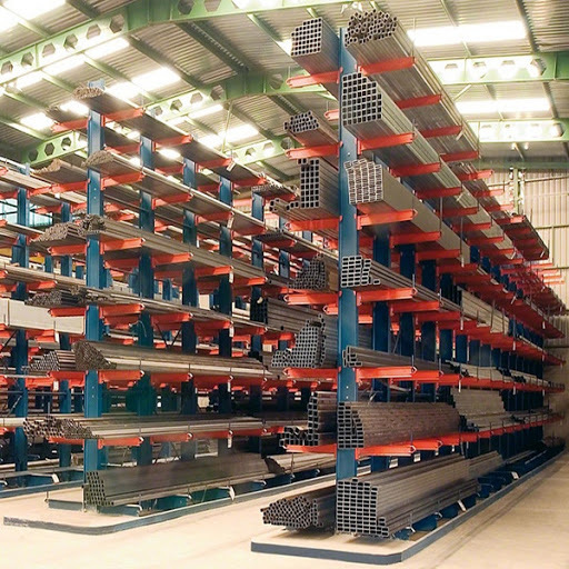 Orange And Blue Cantilever Racking System