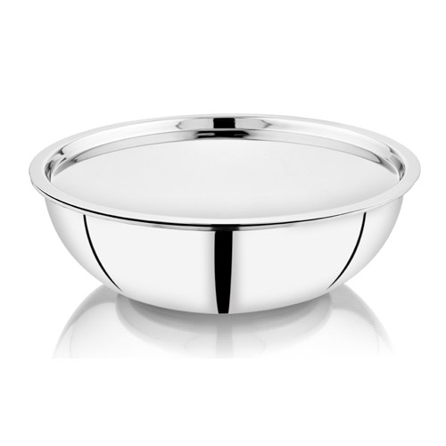 Silver Stainless Steel Tasla With Steel Lid