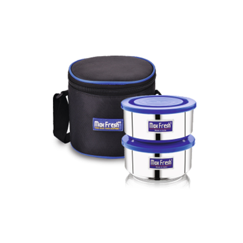 Stainless Steel Double Wall Insulated Lunch Box - High-Quality Metal Design, Silver-Blue Color for Ultimate Food Freshness and Easy Transport