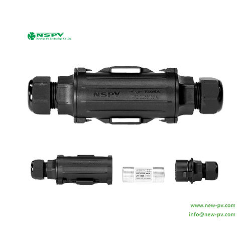 Nspv Solar Fuse Connector - 1500vdc Rated Voltage, 100a Max Inline Current, Ip68 Waterproof Protection, Ul94-v0 Flame Resistant, -40 To +85°c Operating Temperature, Black Pc/pa Insulation Material