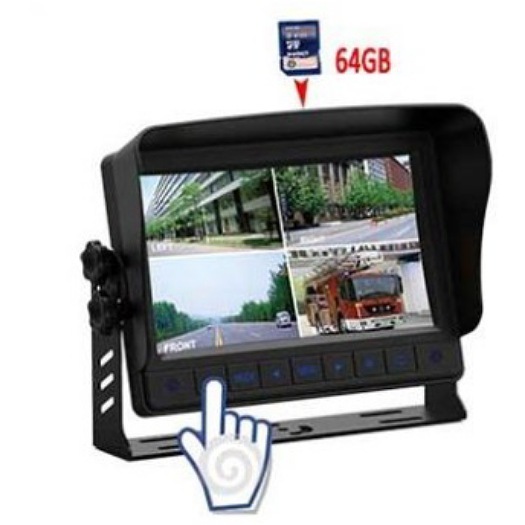 Black 7 Inch Digital Recorder With Monitor Camera Supports 4 Channel