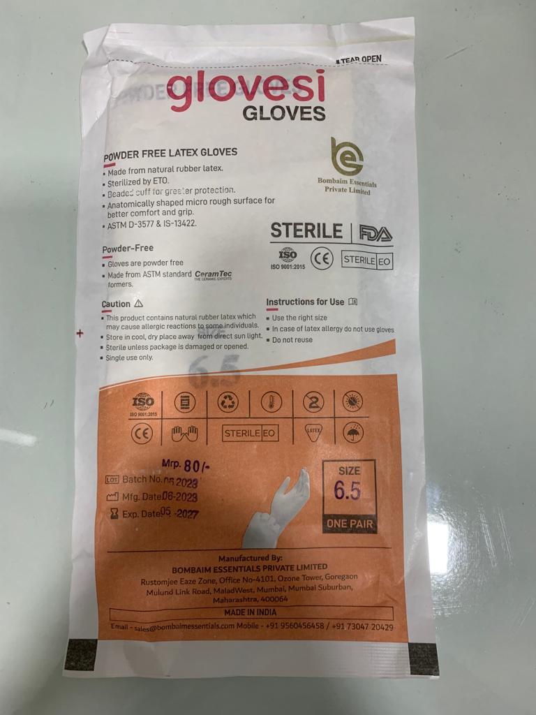 Sterile Surgical Gloves - Latex-free Material, Medium Size, White Color | Powder-free, Plain Pattern, Superior Protection And Comfort