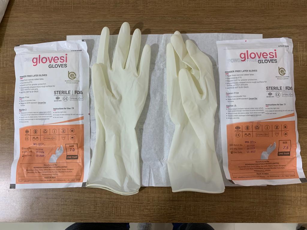 Sterile Surgical Gloves - Latex-free Material, Medium Size, White Color | Powder-free, Plain Pattern, Superior Protection And Comfort