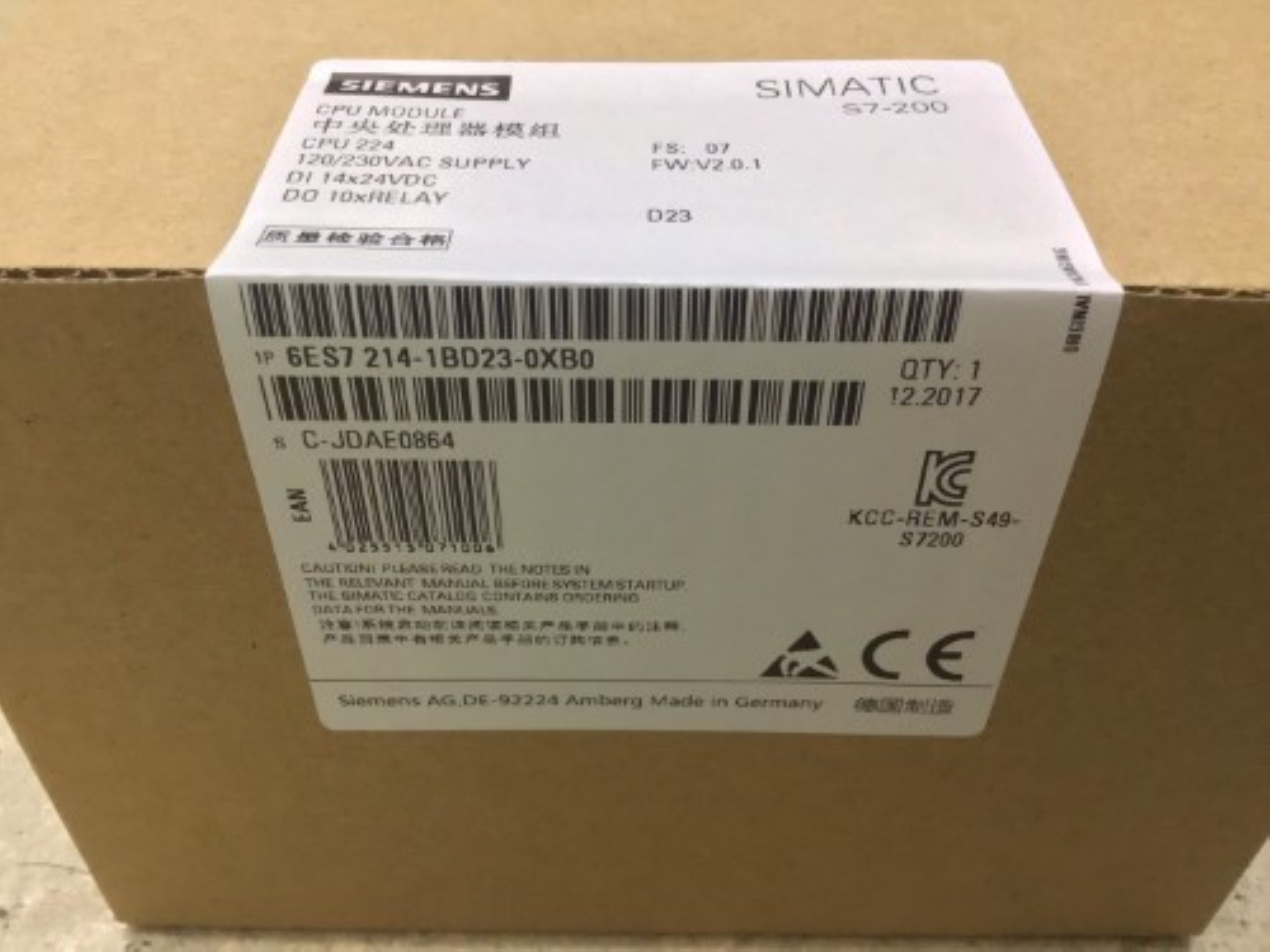 6es7-214-1bd23-0xb0-siemens Programmable Logic Controller
