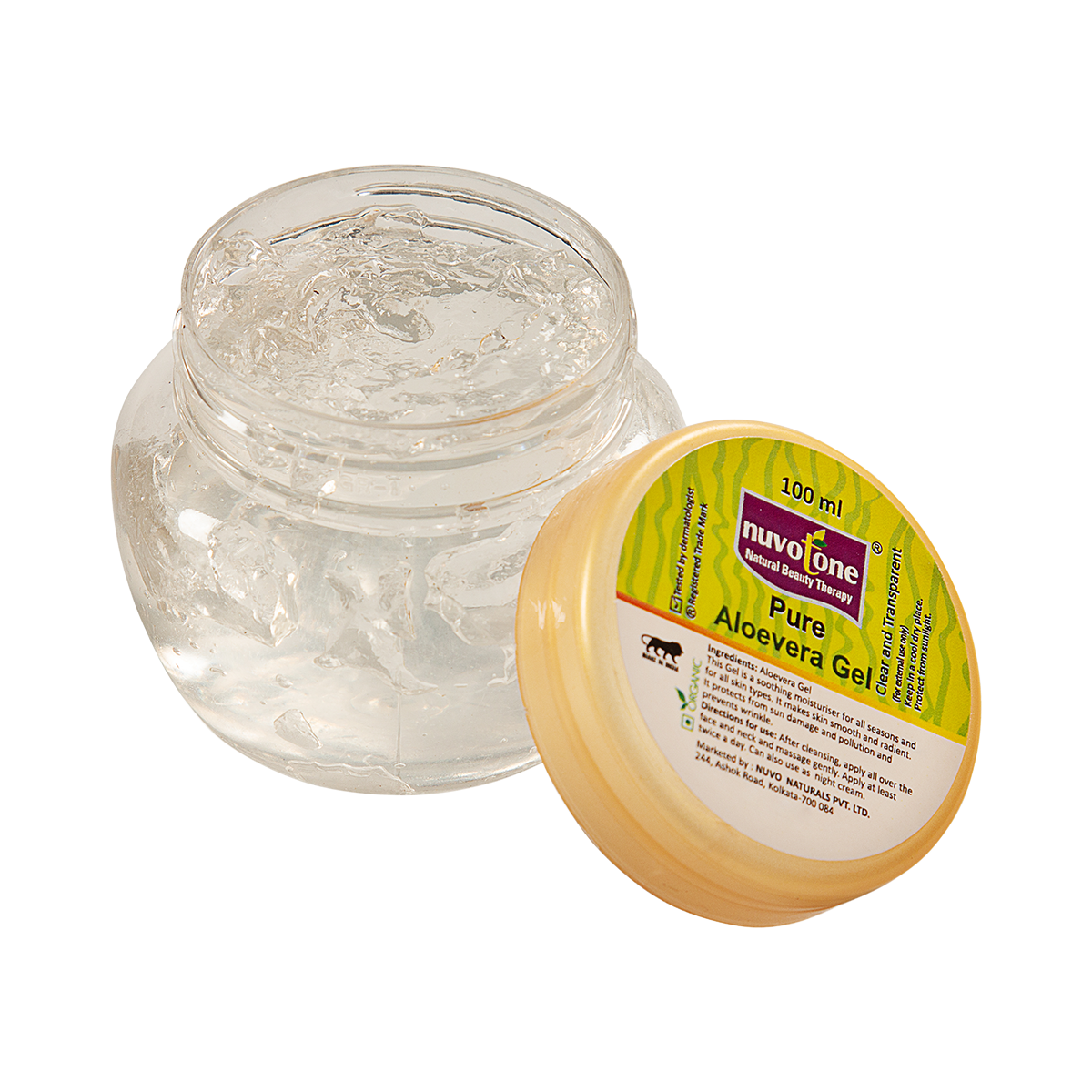 Nuvotone 100% Pure Aloe Vera Gel - 100 Gm, Soothing Hydration For Face, Body & Hair, Dermatologist Approved, No Sticky Residue, Free From Chemicals And Preservatives