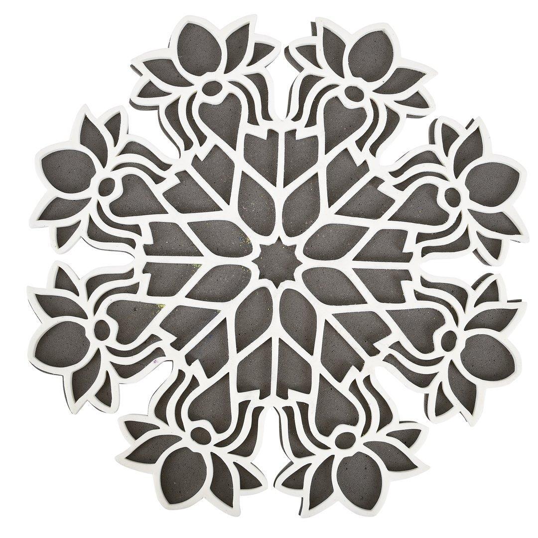 Quick Portable Rangoli (1 Pcs.) - Plastic Material, 31 X 1 X 30 Cm , White Color, Lightweight & Easy To Use For Holi Decoration
