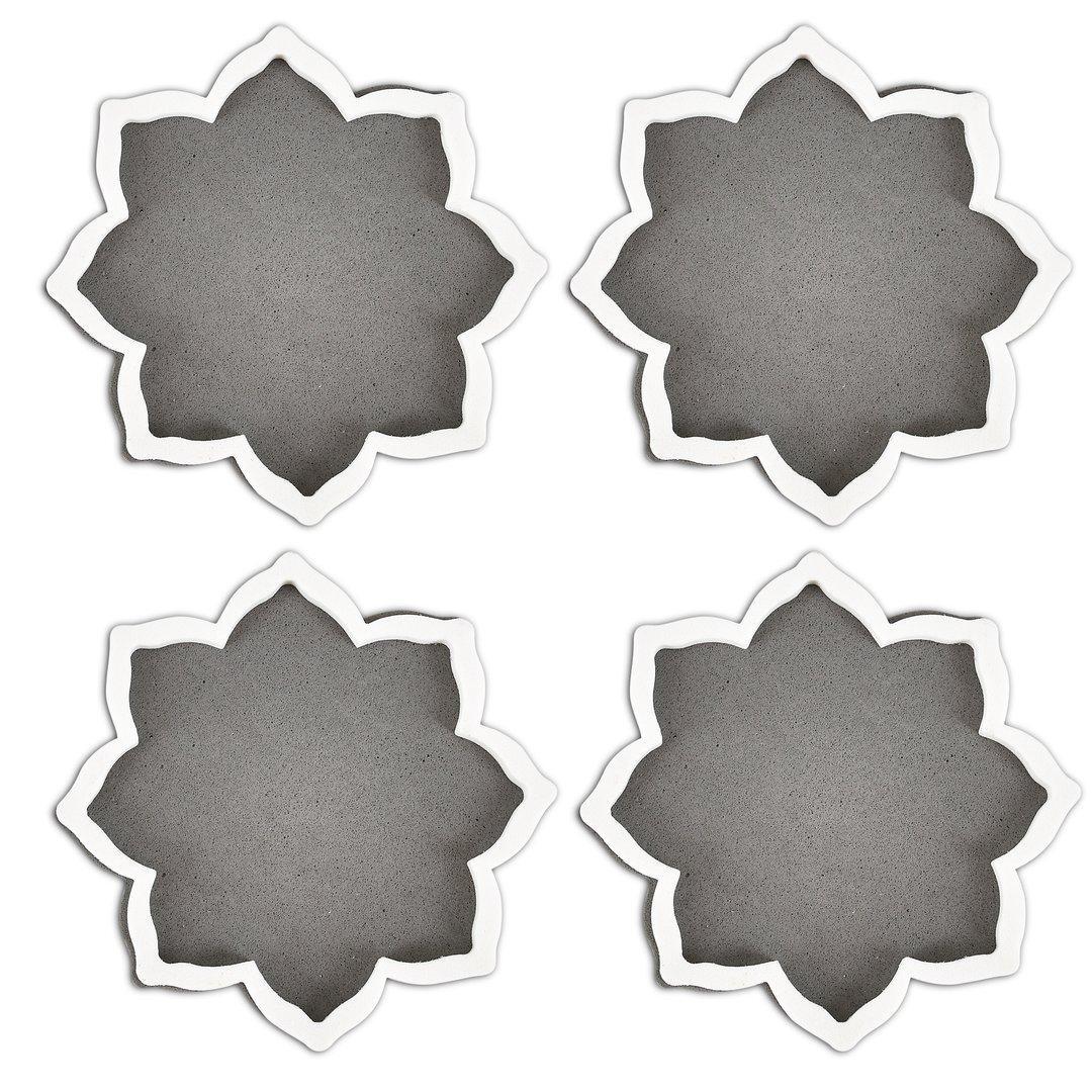 Quick Portable Rangoli (Small 4 Pcs.) - Plastic, 12 X 12 X 4 Cm Each, White | Eco-friendly, Easy To Use, Lightweight, Ideal For Holi Decoration