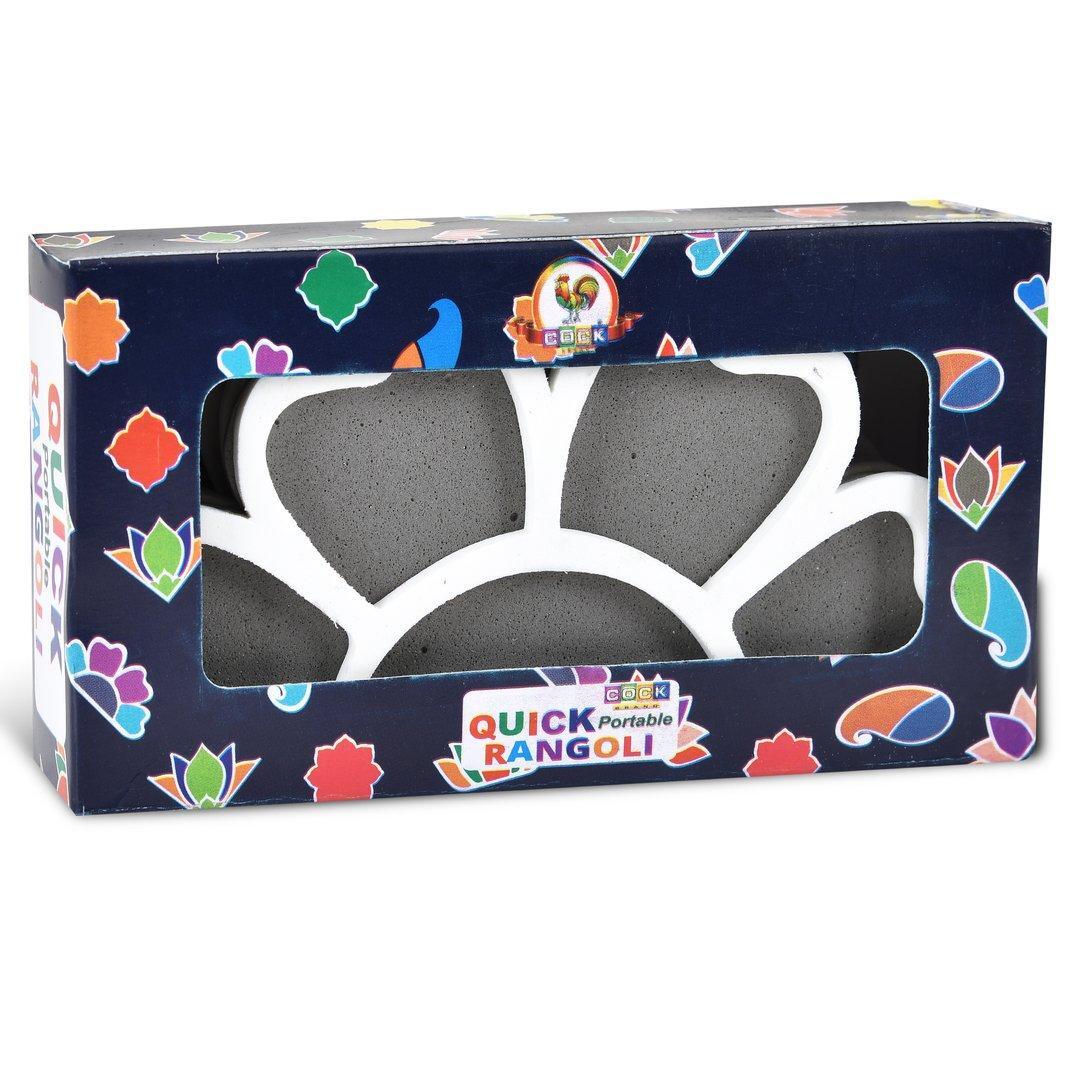 Quick Portable Rangoli (Small 4 Pcs.) - Plastic, 12 X 12 X 4 Cm Each, White | Eco-friendly, Easy To Use, Lightweight, Ideal For Holi Decoration