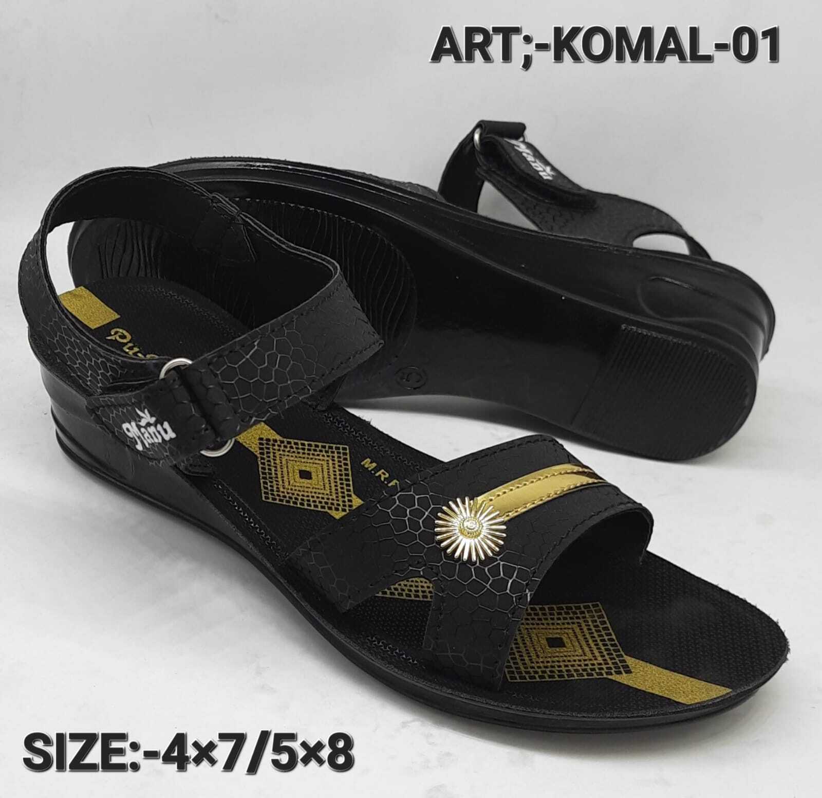 Komal 01 - Pvc Upper, All Sizes | Low Heel Platform, Velcro Type, Various Colors & Designs, Stylish Open-toed Sandals For Women