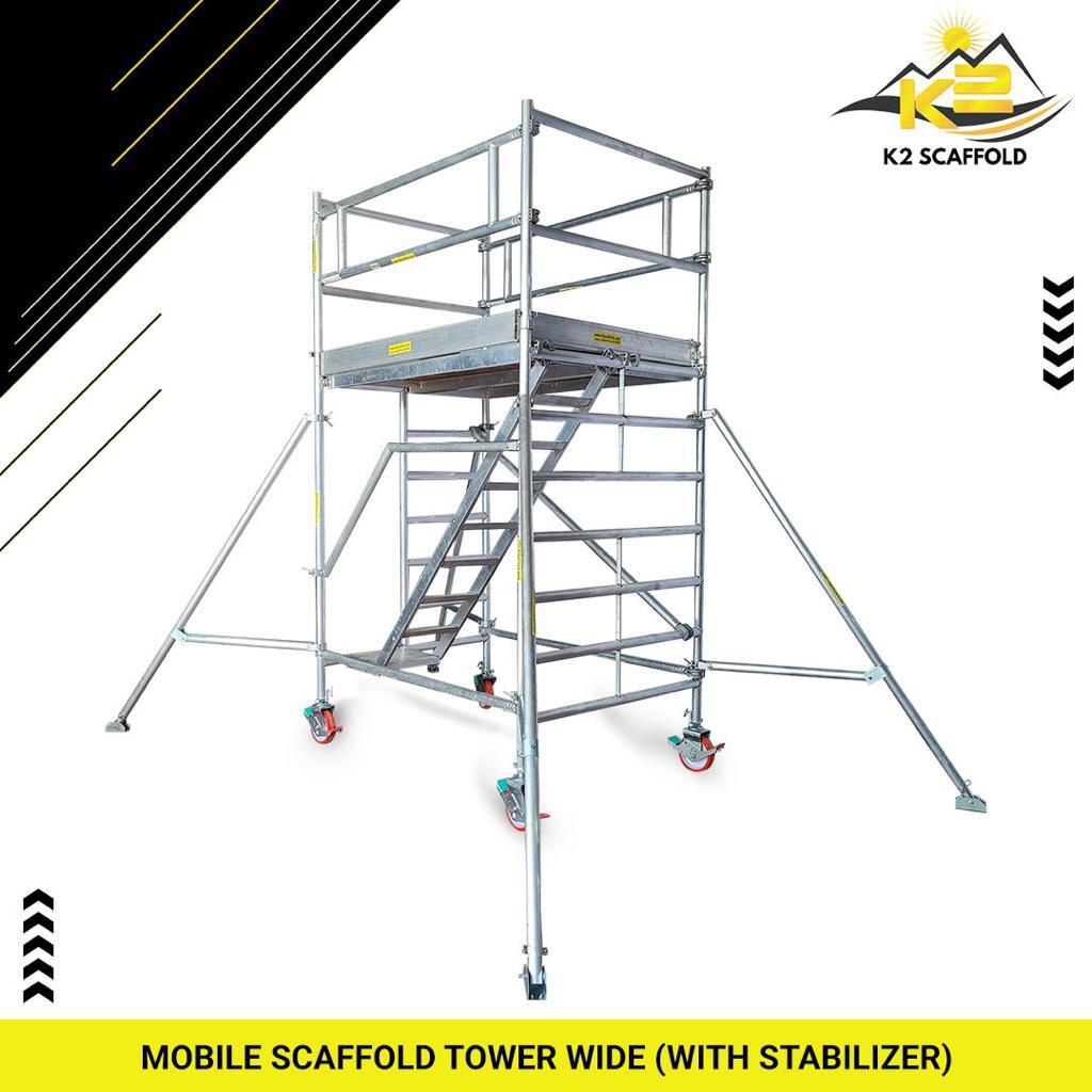Mobile Scaffold Tower Wide With Stairway 2 Meter - Material: Aluminum