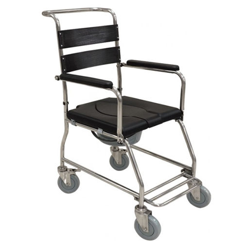 Kw 695 S - Wheelchair Commode Stainless Steel - 5 Wheels