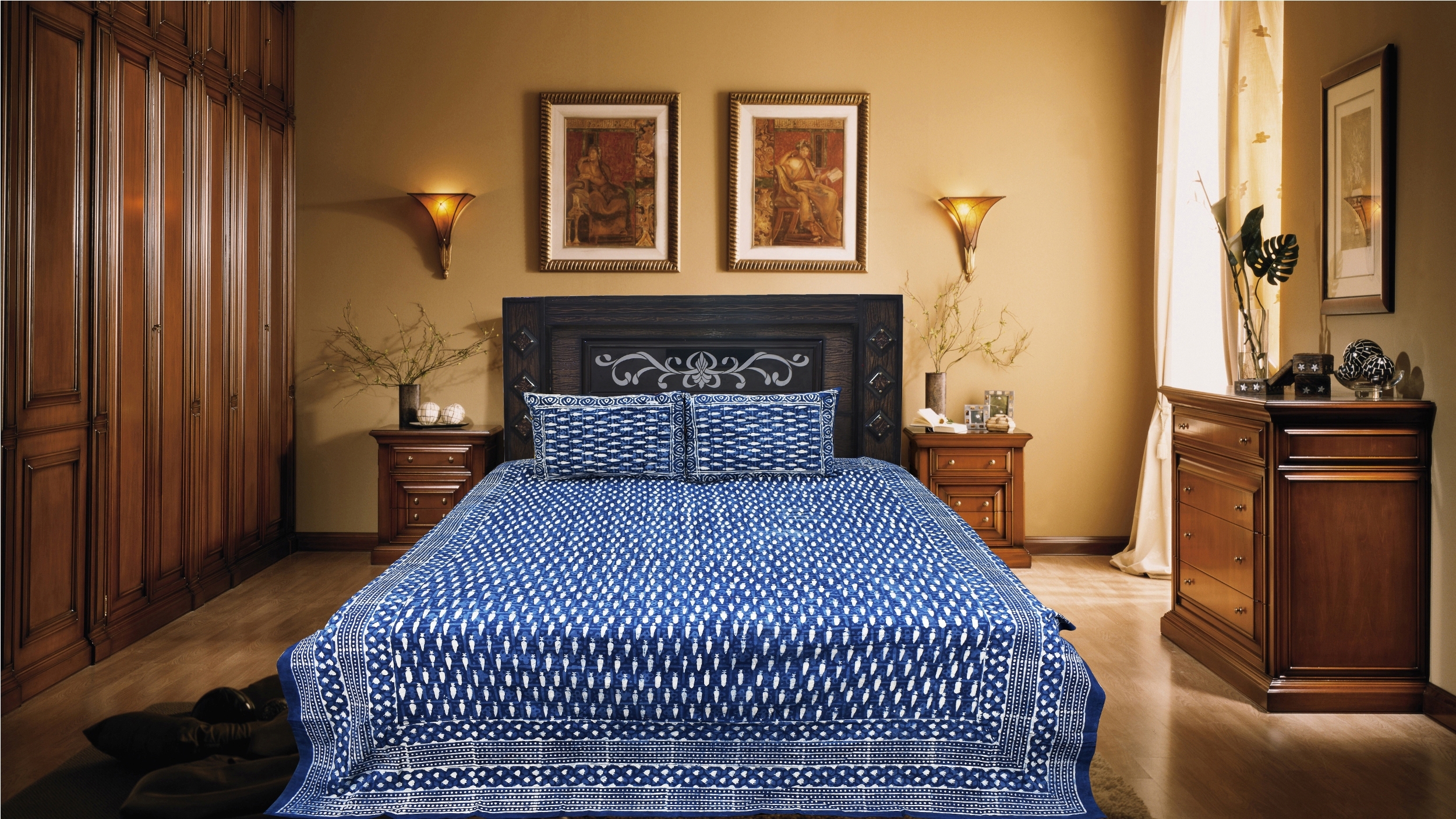 Indigo Blue Bed Sheet - Color: Show As Images