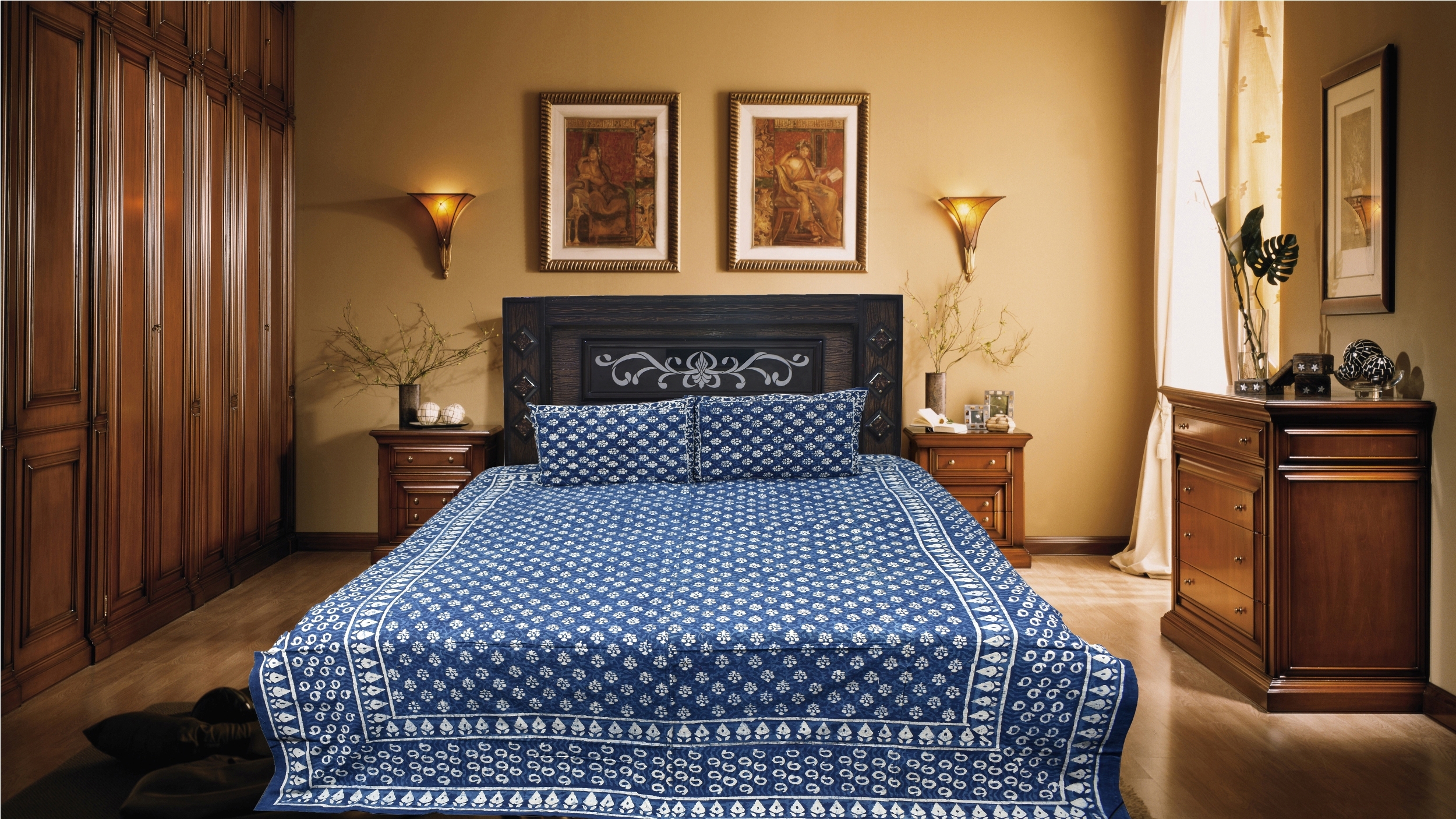 Indigo Blue Bed Sheet - Color: Show As Images