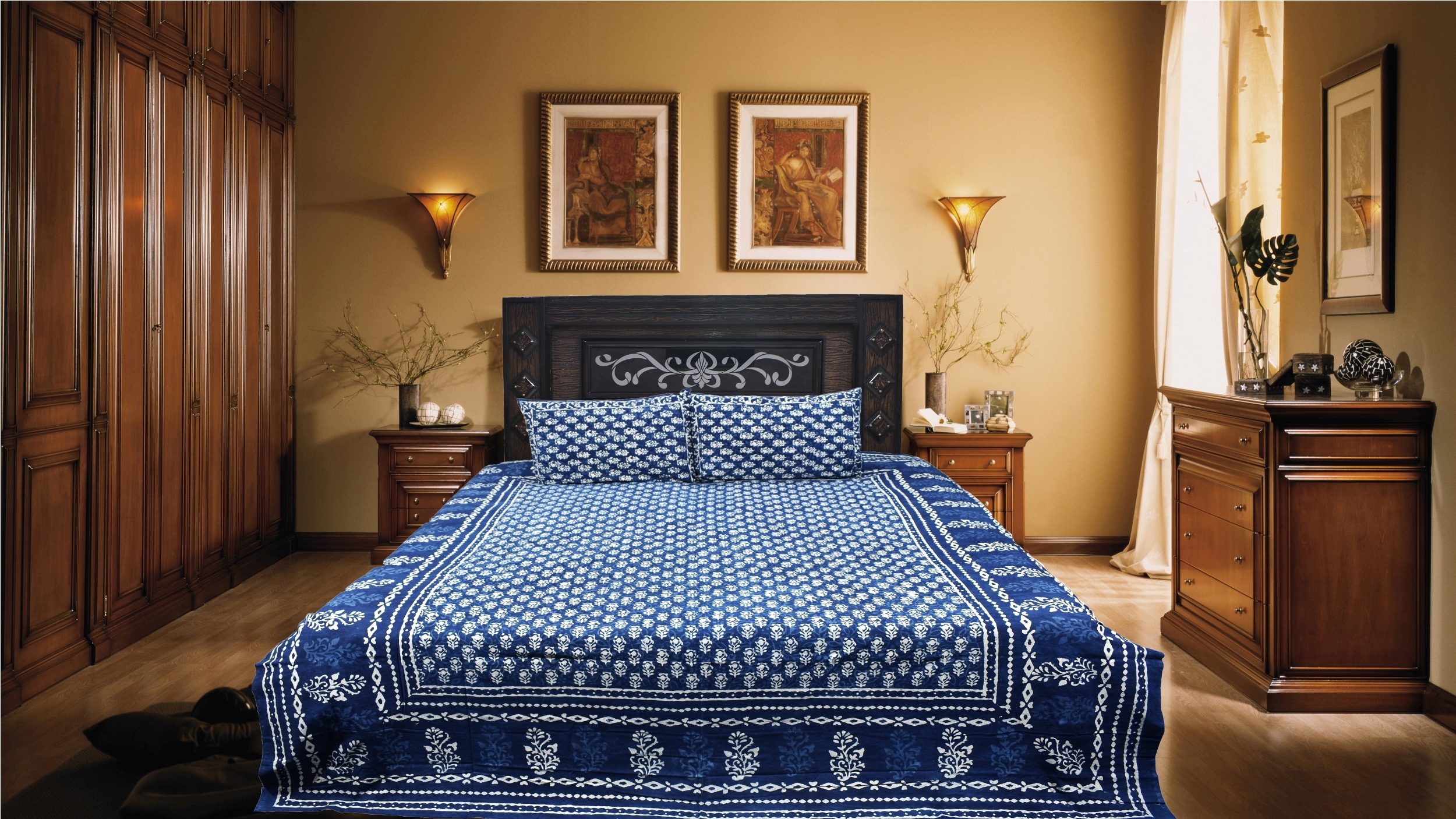 Indigo Blue Bed Sheet - Color: Show As Images