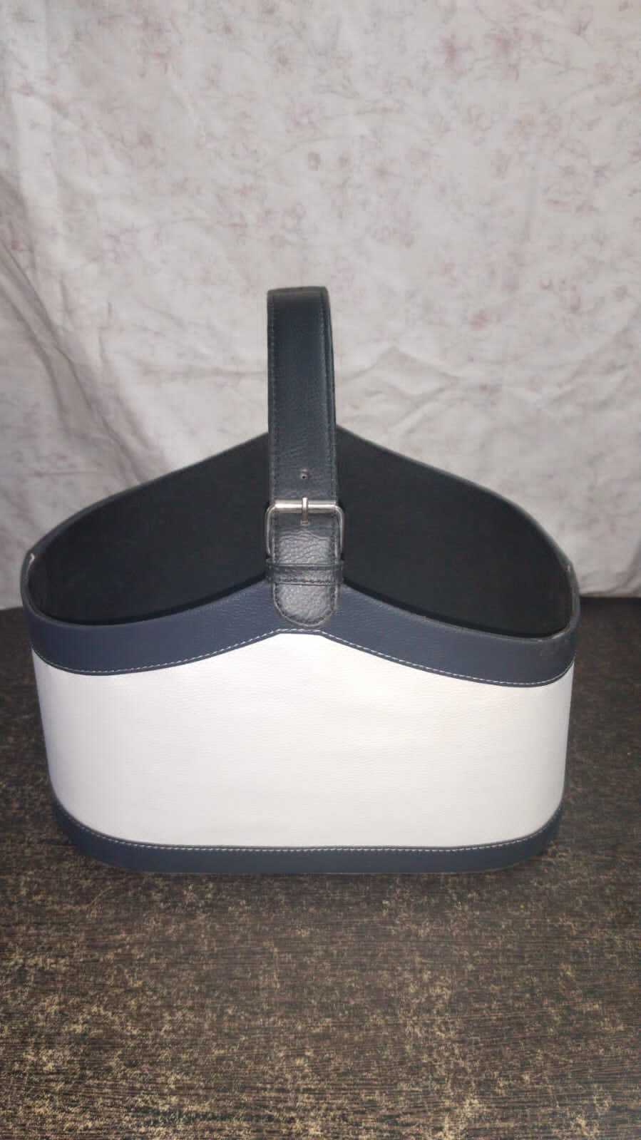 Leather Hamper Basket - Leather Material | Black & White Design For Stylish Storage And Organization