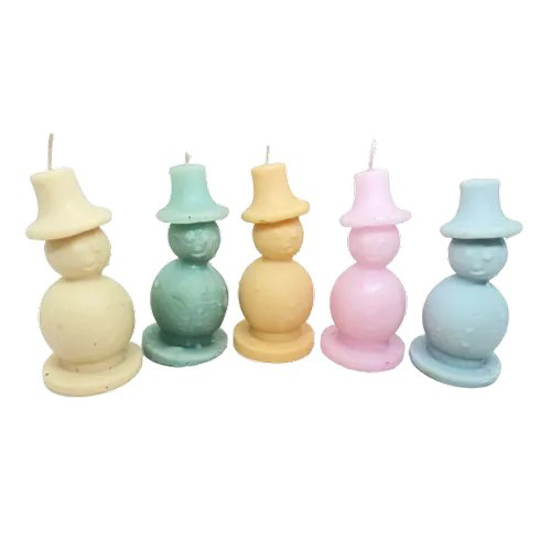 Snowman Candle - Beeswax, Various Sizes, Multicolored | Handmade Relighting Candle with Cotton Wick and Fruity Fragrance for Home Decoration