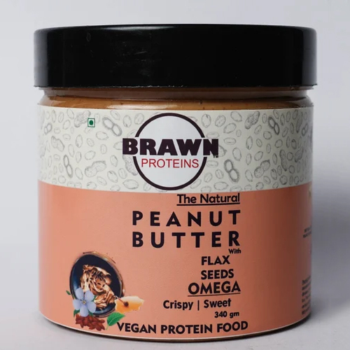 Omega Flax Seeds Crispy Sweet Peanut Butter - Raw Milk, Vacuum Pack, Nutritious Snack For Adults | Omega-3 Fatty Acids, Unique Sweet And Savory Spice Blend