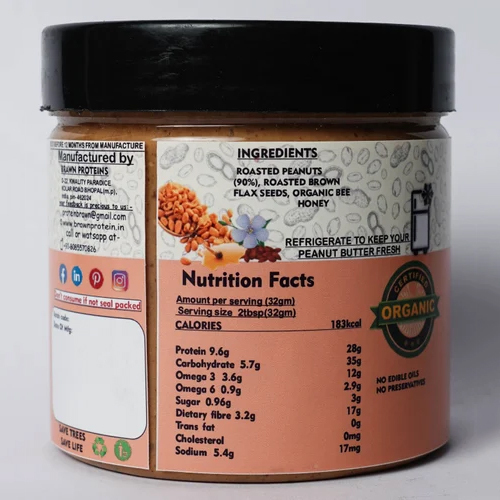 Omega Flax Seeds Crispy Sweet Peanut Butter - Raw Milk, Vacuum Pack, Nutritious Snack For Adults | Omega-3 Fatty Acids, Unique Sweet And Savory Spice Blend