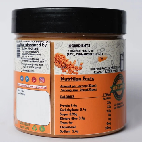 Organic Bee Honey Smooth Peanut Butter - Raw Milk, Vacuum Packed | Gluten-free, No Preservatives, Deliciously Nutty & Sweet Spread