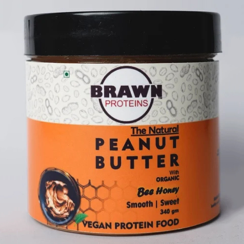 Organic Bee Honey Smooth Peanut Butter - Raw Milk, Vacuum Packed | Gluten-free, No Preservatives, Deliciously Nutty & Sweet Spread