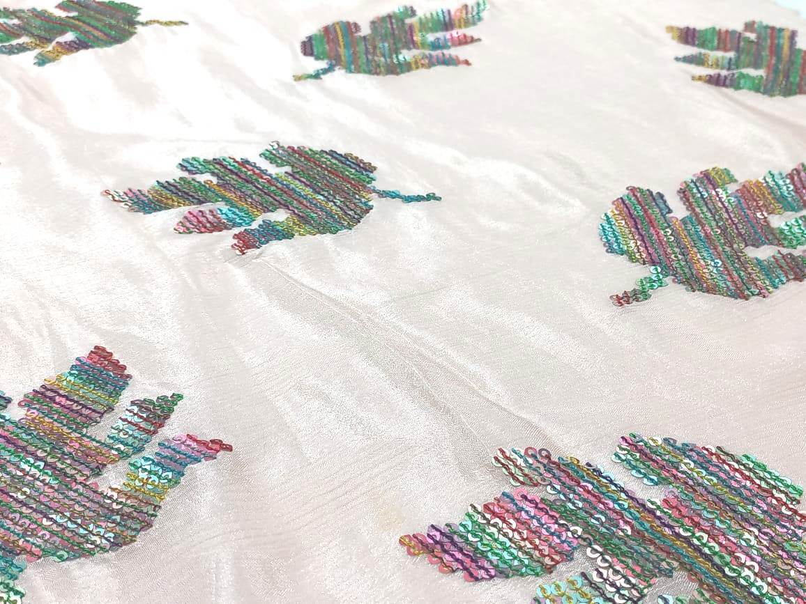 Latest Sequins Embroidery Butta Fabric By Madhav Fashion - Color: Dyeable