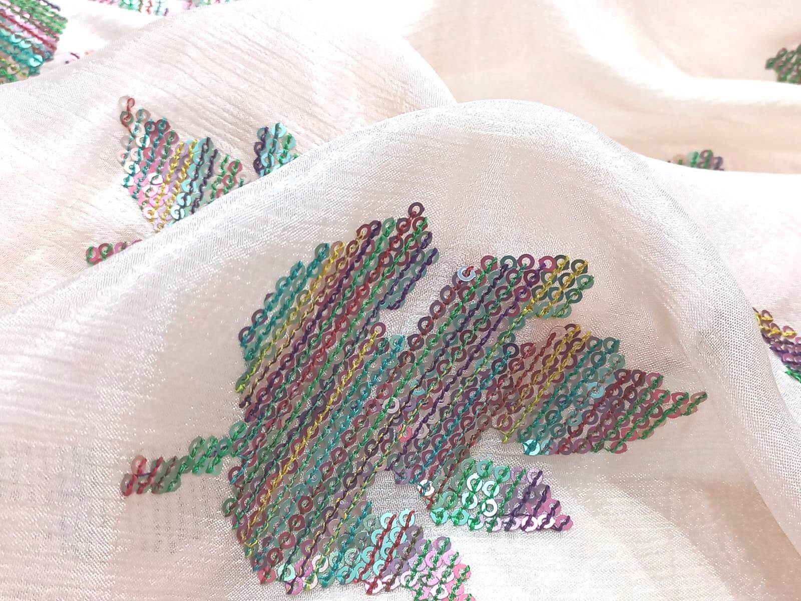 Latest Sequins Embroidery Butta Fabric By Madhav Fashion - Color: Dyeable