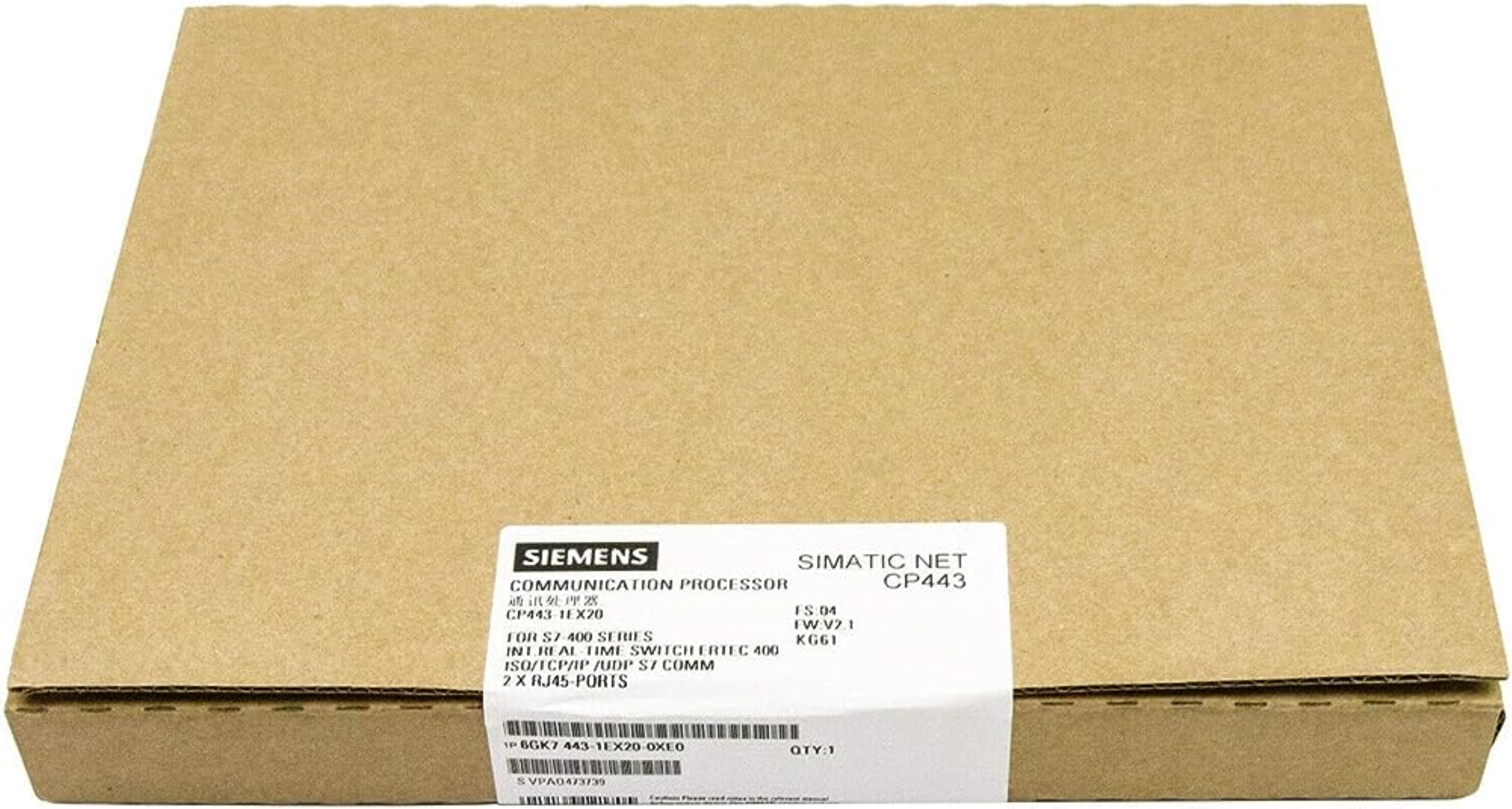 Communications Processor Cp 443-1 - 2xrj45, 10/100 Mbit/s | Industrial Ethernet Connection, Profinet Io Controller, Dhcp, Snmp V2, Real-time Switch Ertec 400, Access Protection Via Ip Access List, Web Diagnostic Features