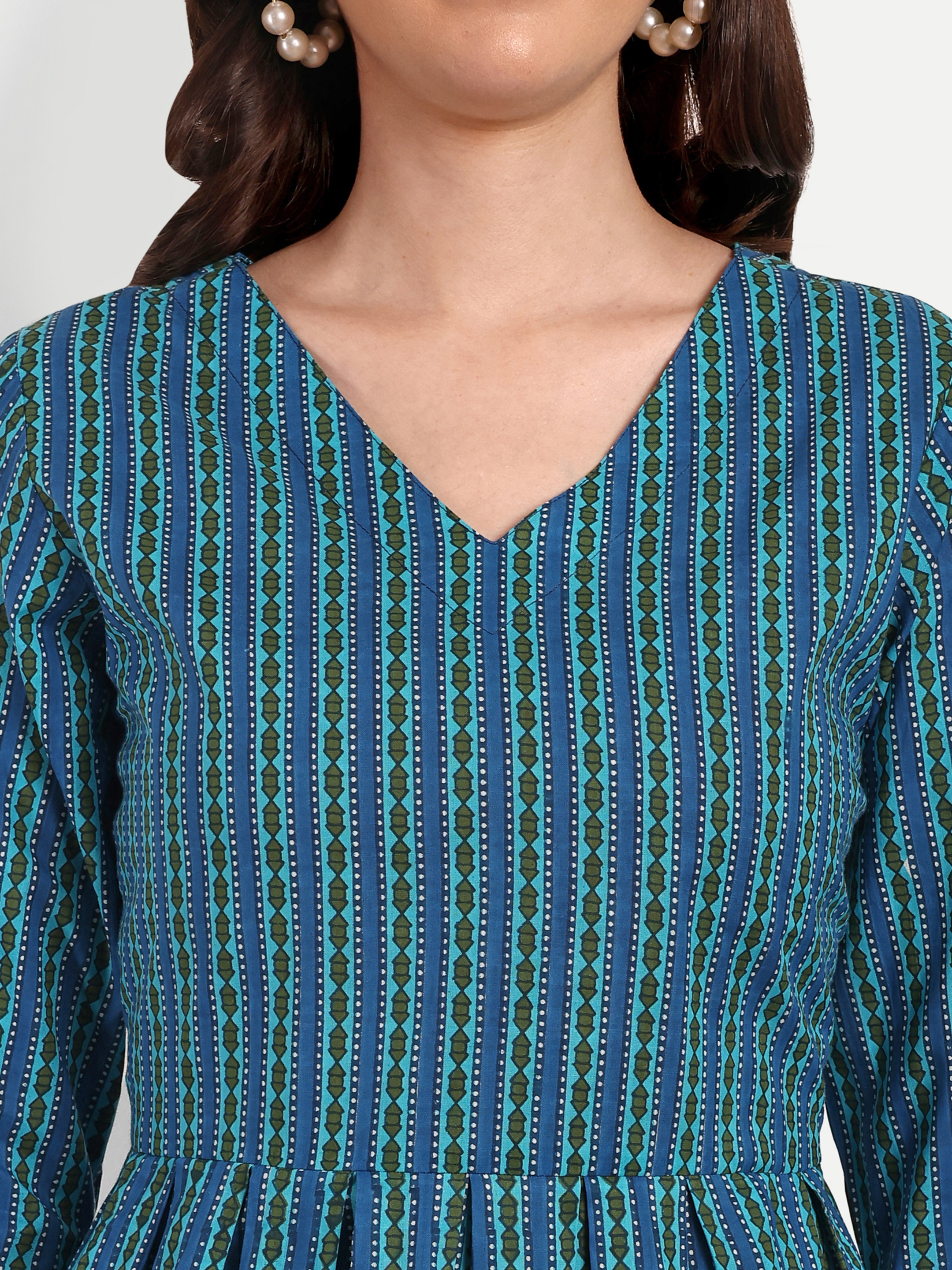 Cotton Blue Peplum Coord Sets