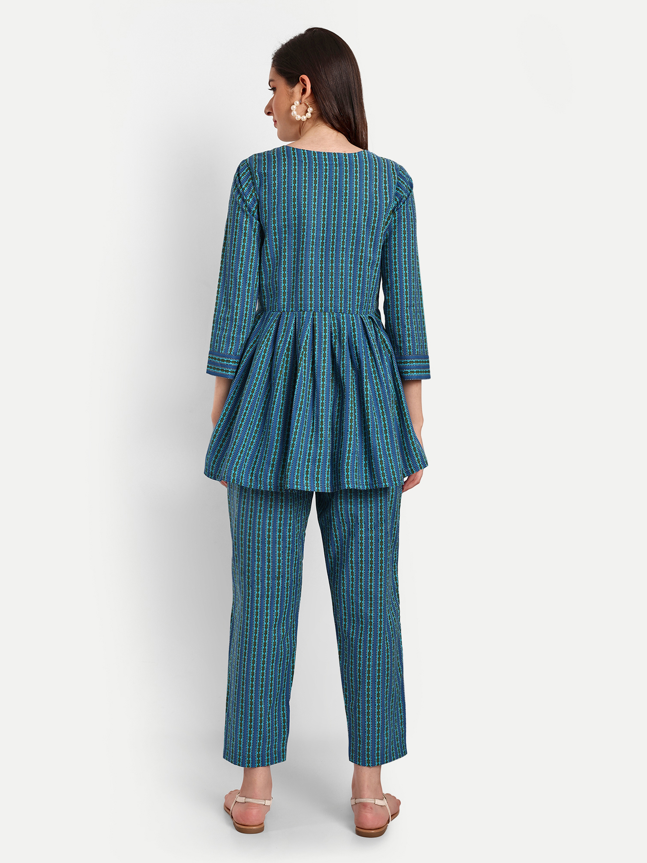 Cotton Blue Peplum Coord Sets